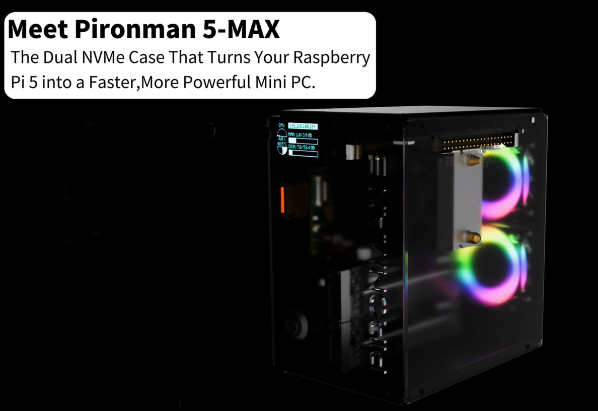 Amazon.com: Pironman 5-MAX Dual NVMe M.2 SSD PCIe PC Case