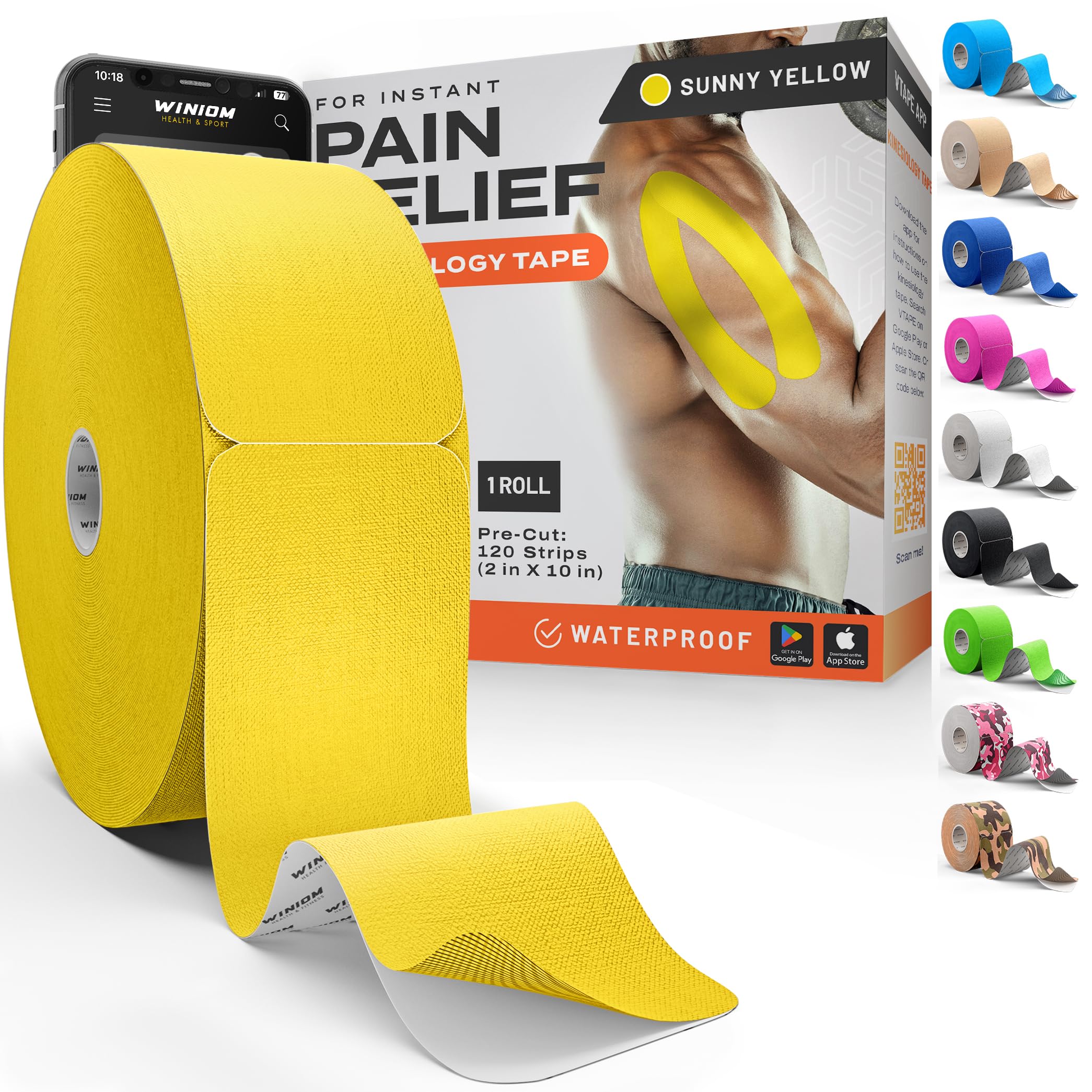 Precut Kinesiology Tape - Waterproof Athletic Tape Roll, 2"x100ft