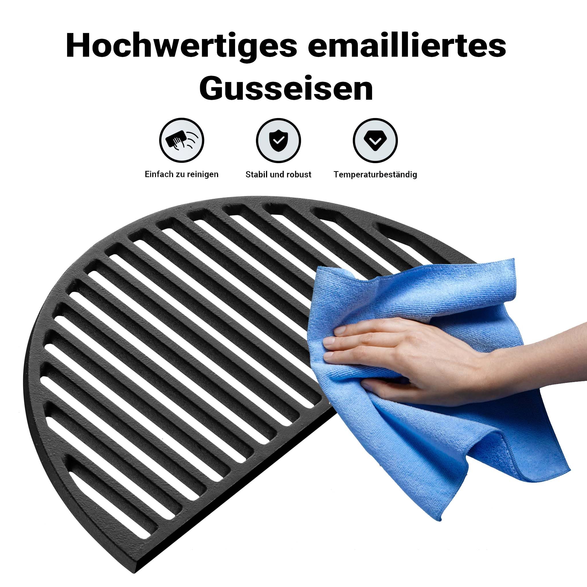 Wiltec Set 2x Griglia in ghisa, forma a mezza luna, 46,7 x 22,8 x 0,9 cm, per barbecue, bistecchiera, ideale per grigliare carne, pesce, verdure