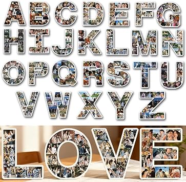 Custom Letter Photo Frame - Personalized Collage Picture Frame for Desk, Customizable Photo Gift for Wedding, Birthday, Anniversary