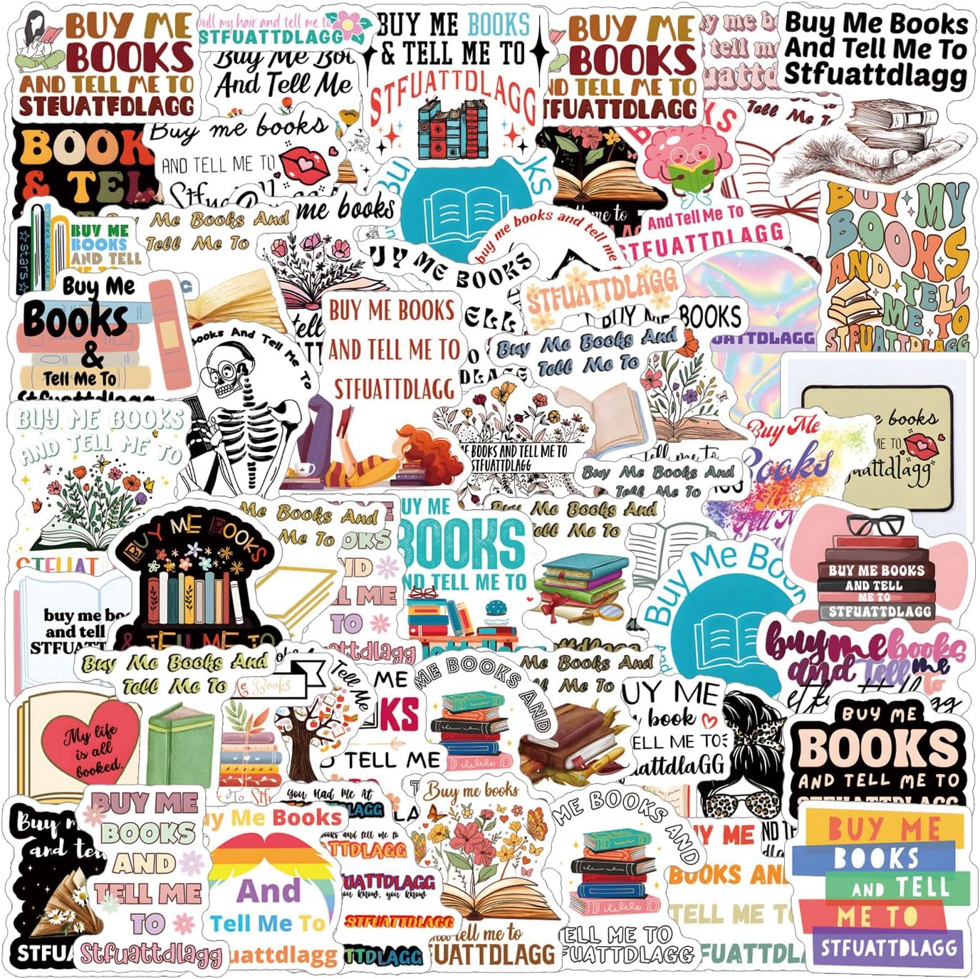 61Pcs Stfuattdlagg Stickers Pack,Aesthetic Vinyl Waterproof Sticker Decals for Water Bottle,Laptop,Phone,Skateboard,Scrapbooking,Bumper Decor for Fans for Party Supply Decor