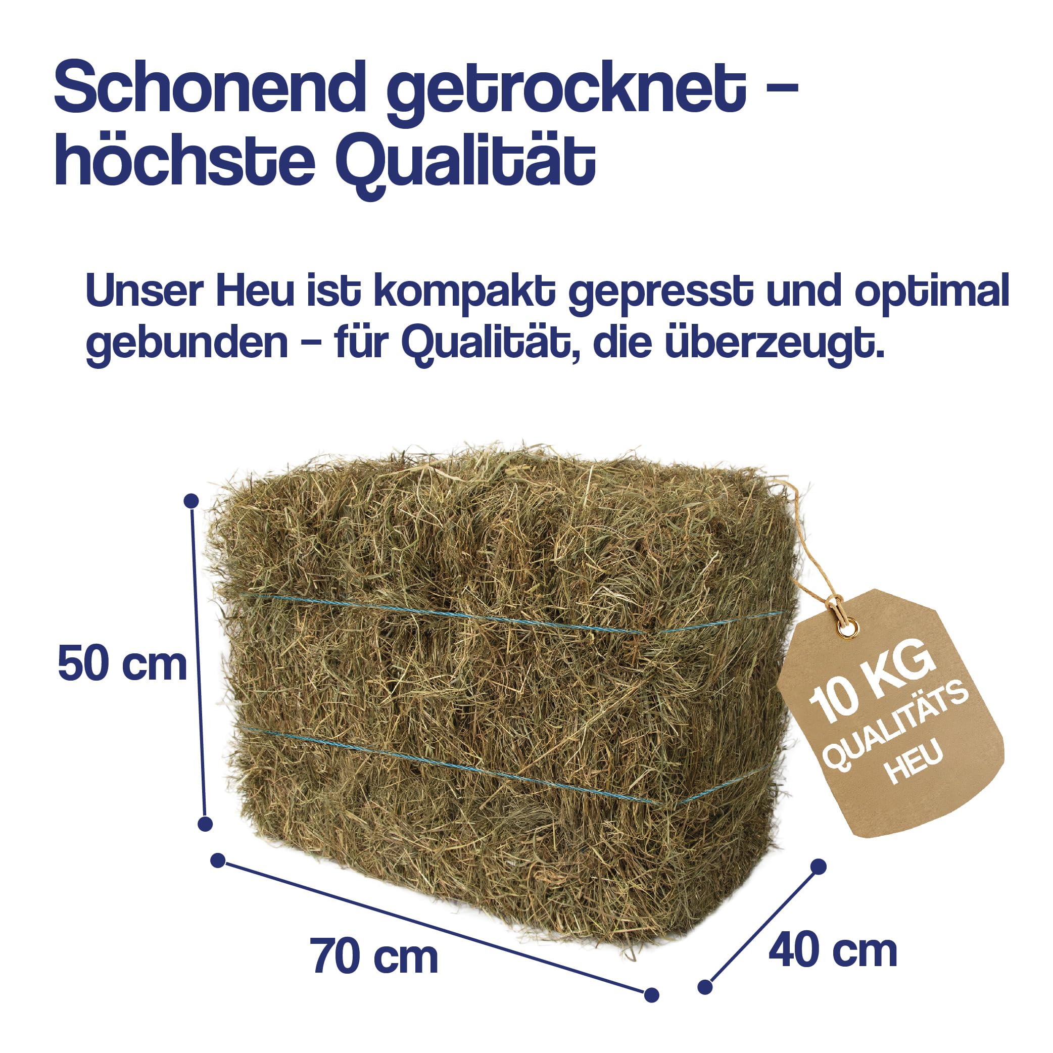 10 kg Heuballen - Kaninchen Heu für Meerschweinchen, Hamster und Hasen - Wiesenheu als Kleintierheu, auch geeignet als Deko Heu für Heu Deko - Heu Ballen direkt aus Bayern