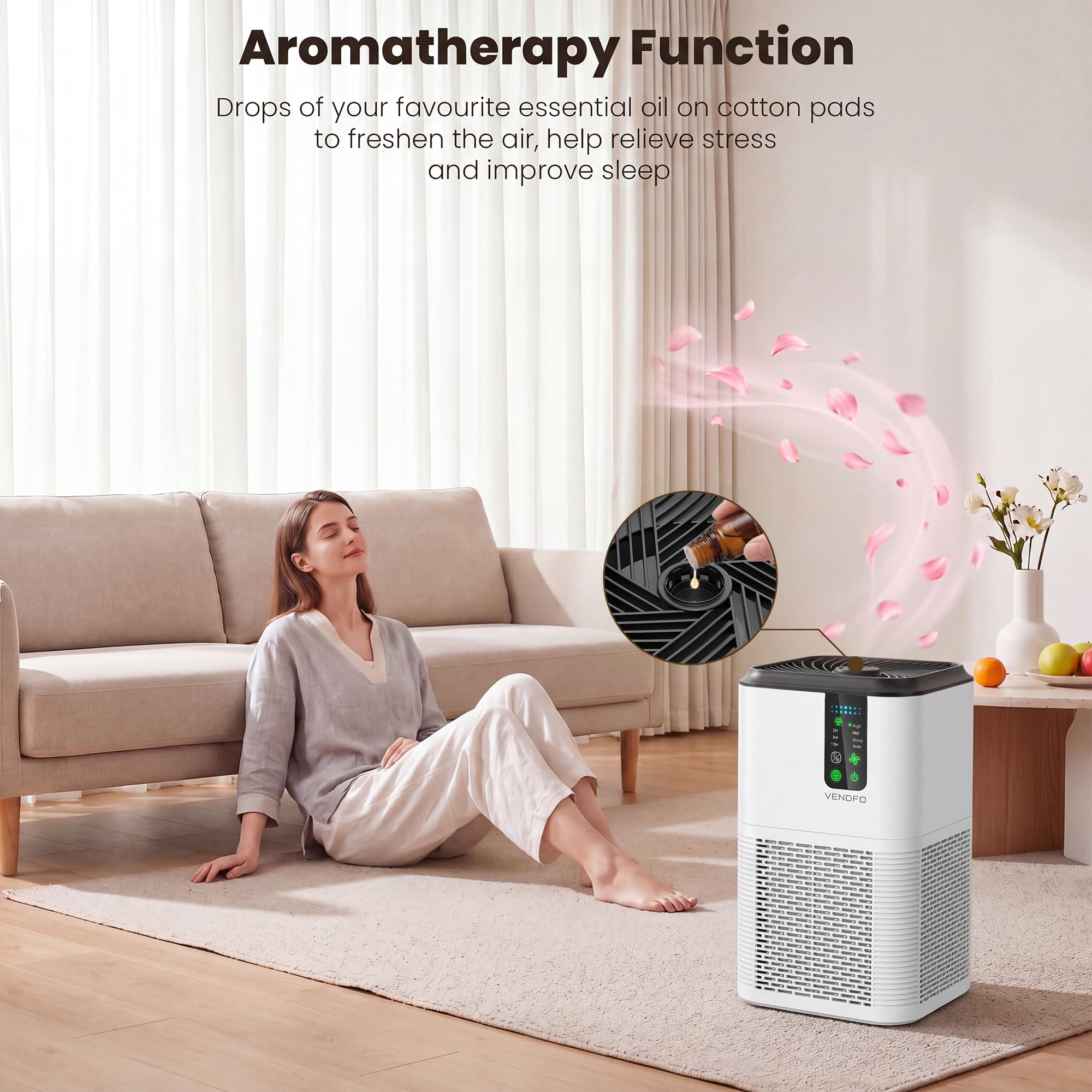 H13 Purificatori d'aria per la casa, grandi stanze fino a 1750 m², purificatore d'aria HEPA per camera da letto con monitor automatico della qualità dell'aria, filtro dell'aria con fragranza