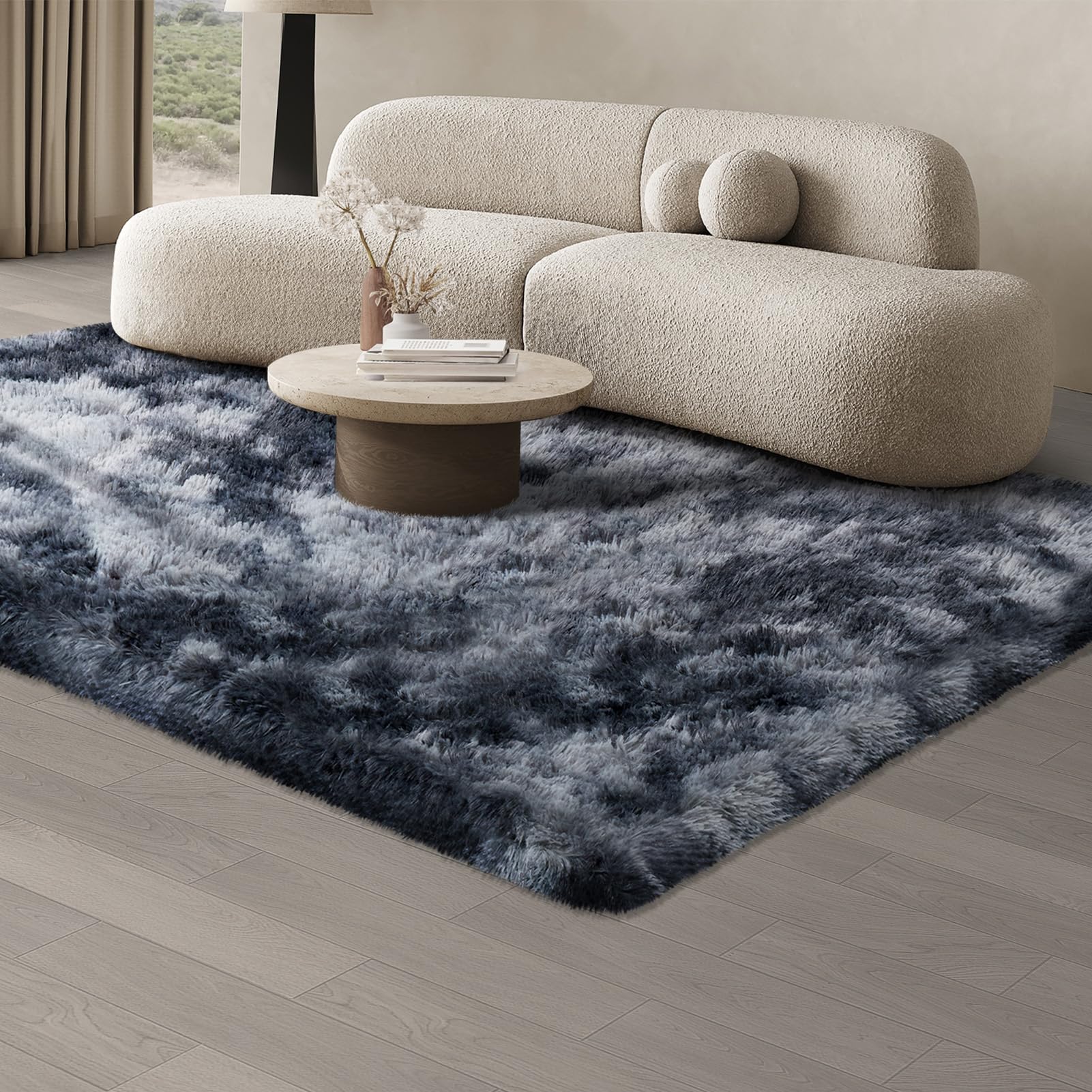 JOJOSEE Rugs Living Room, 140 x 200 cm Grey Area Rug, Anti Slip Soft Fluffy Shaggy Extra Large Floor Carpets Mat for Bedroom, Nursery Bedside (Dark Grey, 140x200cm)