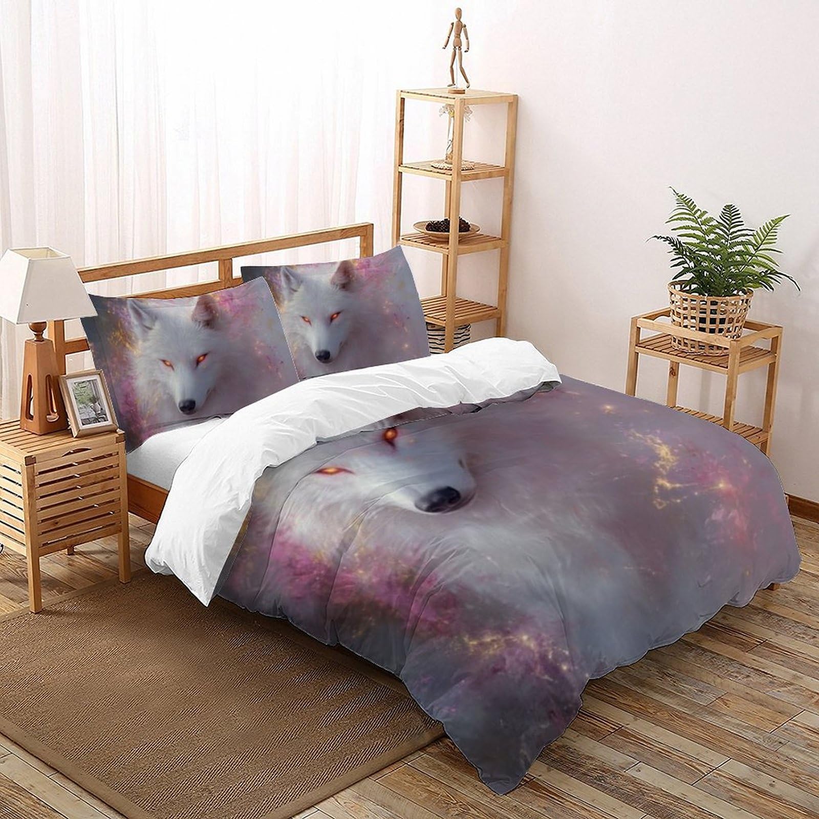 Housse de couette loup 200x200cm pour décorer une chambre de garçon à motif animaux