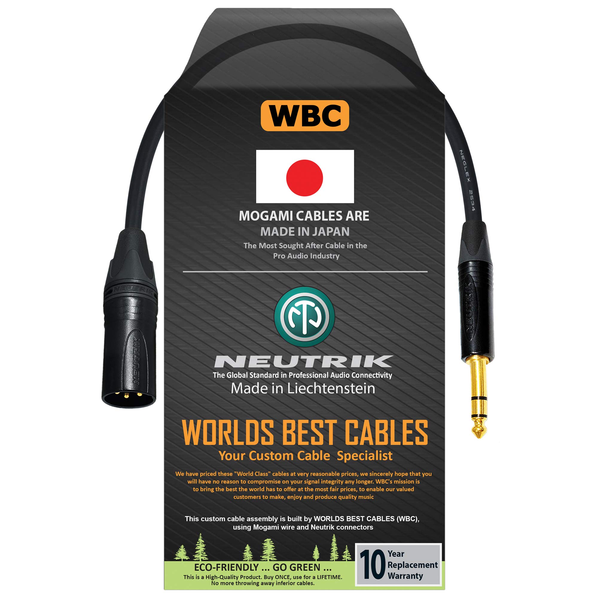 Amazon.com: WORLDS BEST CABLES: Mogami 2534 - Neutrik Gold TRS to