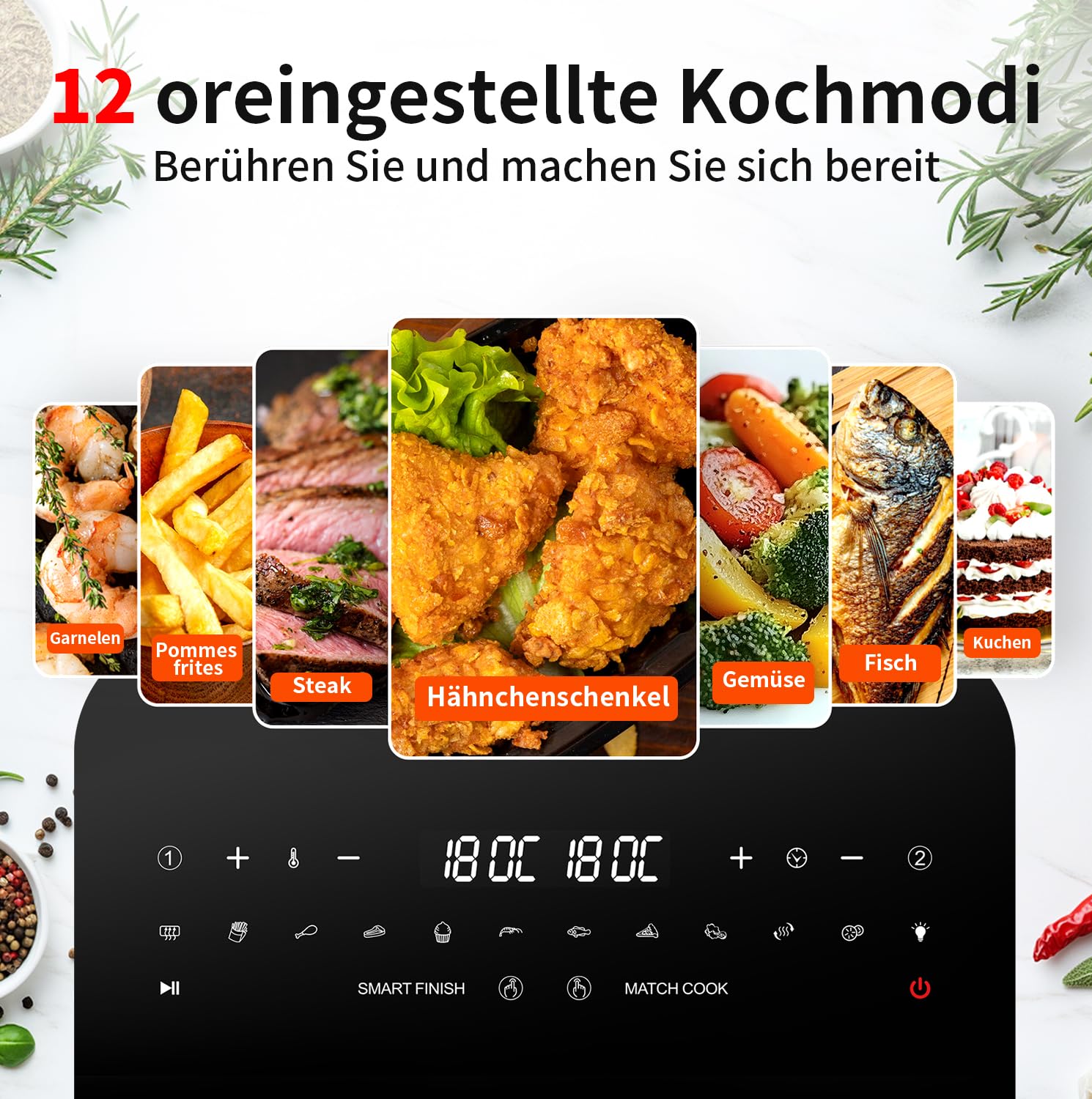 TOKIT Friggitrice ad Aria 2800W Doppio Cestello 10L(4Lx6L), XXL Air Fryer Doppia Zona con Controllo Indipendente, Airfryer 12 Programmi di Cottura da Riscaldamento Rapido a 360°
