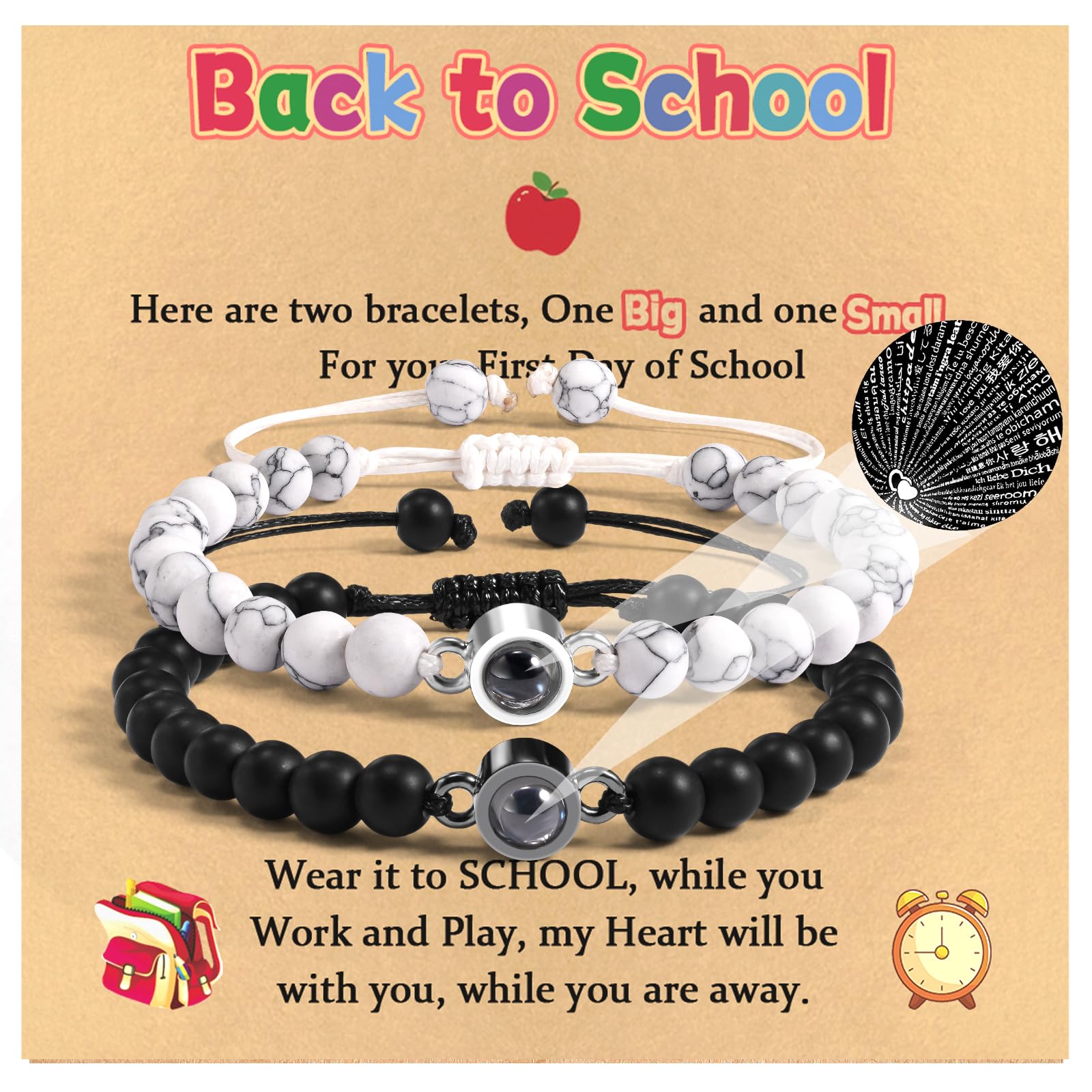 First Day Of Preschool Back To School Mother Daughter Bracelet Set