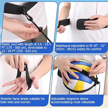 TOBWOLF Volleyball Spike Trainer, Elastic Self-Training Volleyballs Resistance Band, Volleyball Equipment Training Aid Improves Serving, Jumping, Arm Swing Mechanics and Spiking Power