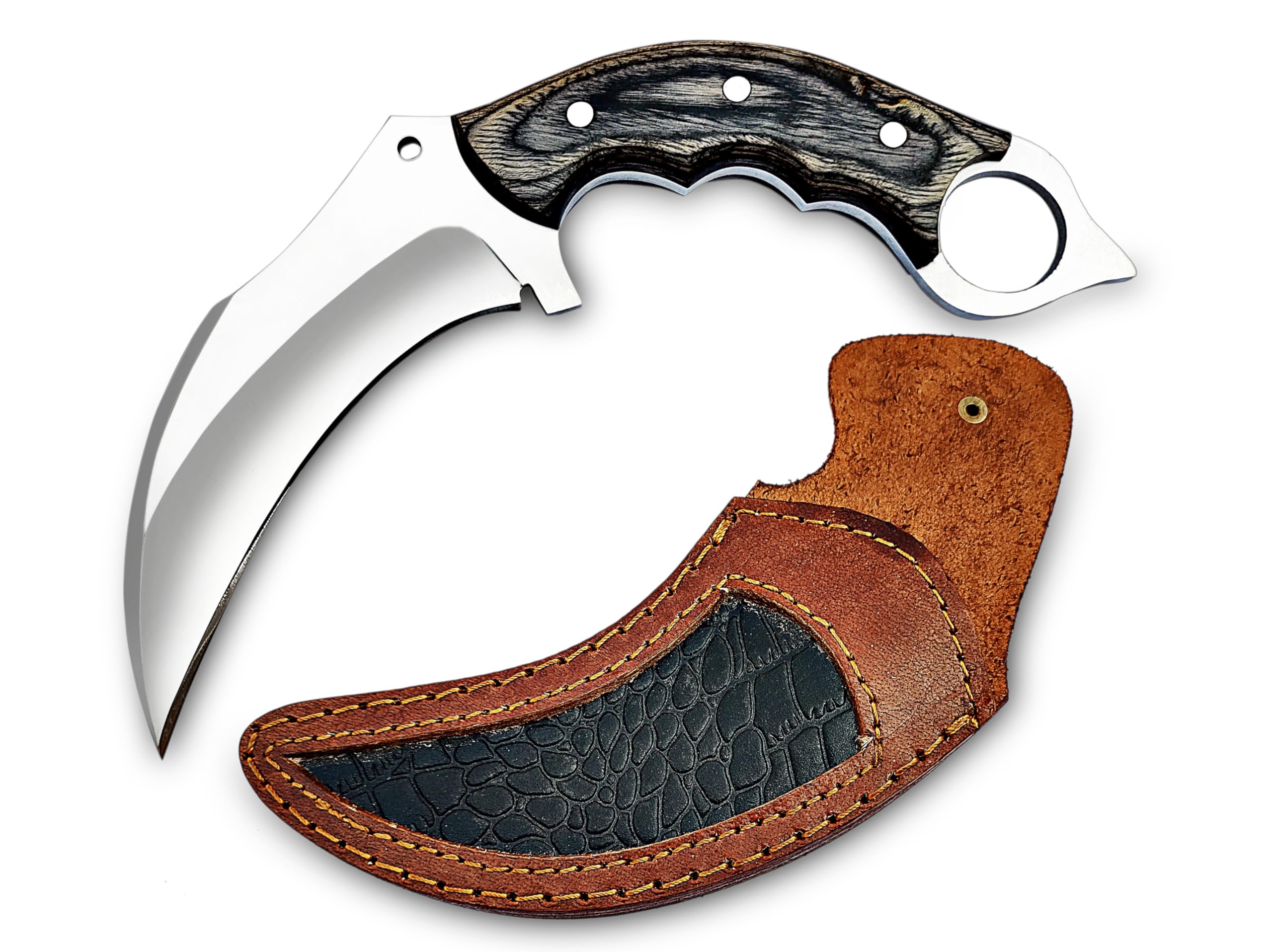Handmade Fixed Blade Knife with Sheath - Claw Knife Wood Handle Sharp Blade - Camping Knives - Karambits for Men and Women - Best for Hiking Survival Hunting Fishing