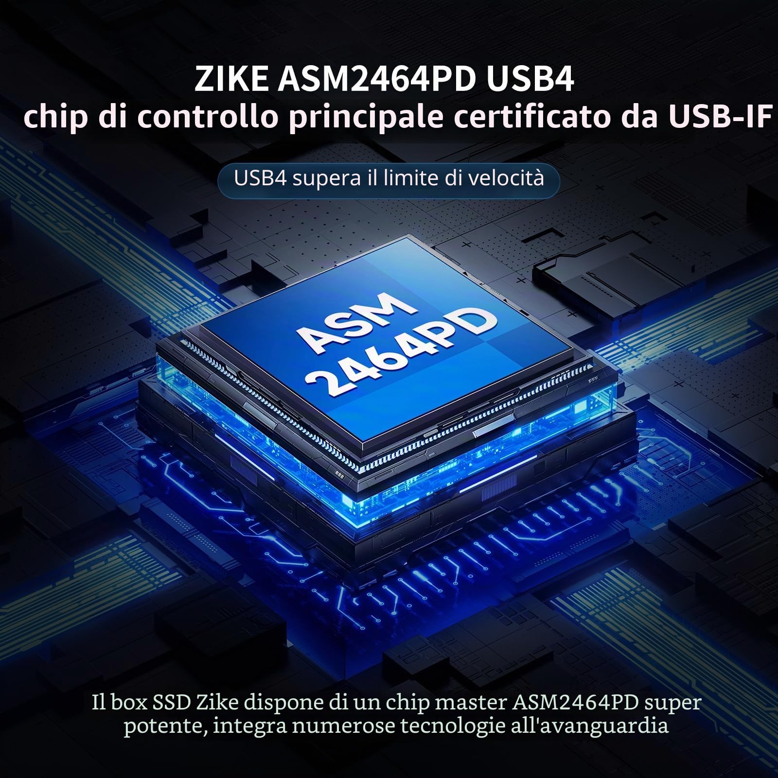 ZIKE Alloggiamento SSD da 40 Gbps M.2 NVMe USB4 fino a 3811 MB/s in alluminio Z666, compatibile con Thunderbolt4 M.2 M-Key 2280, USB4 USB3.2 Gen2/Gen1 PCI-E Gen 4x4