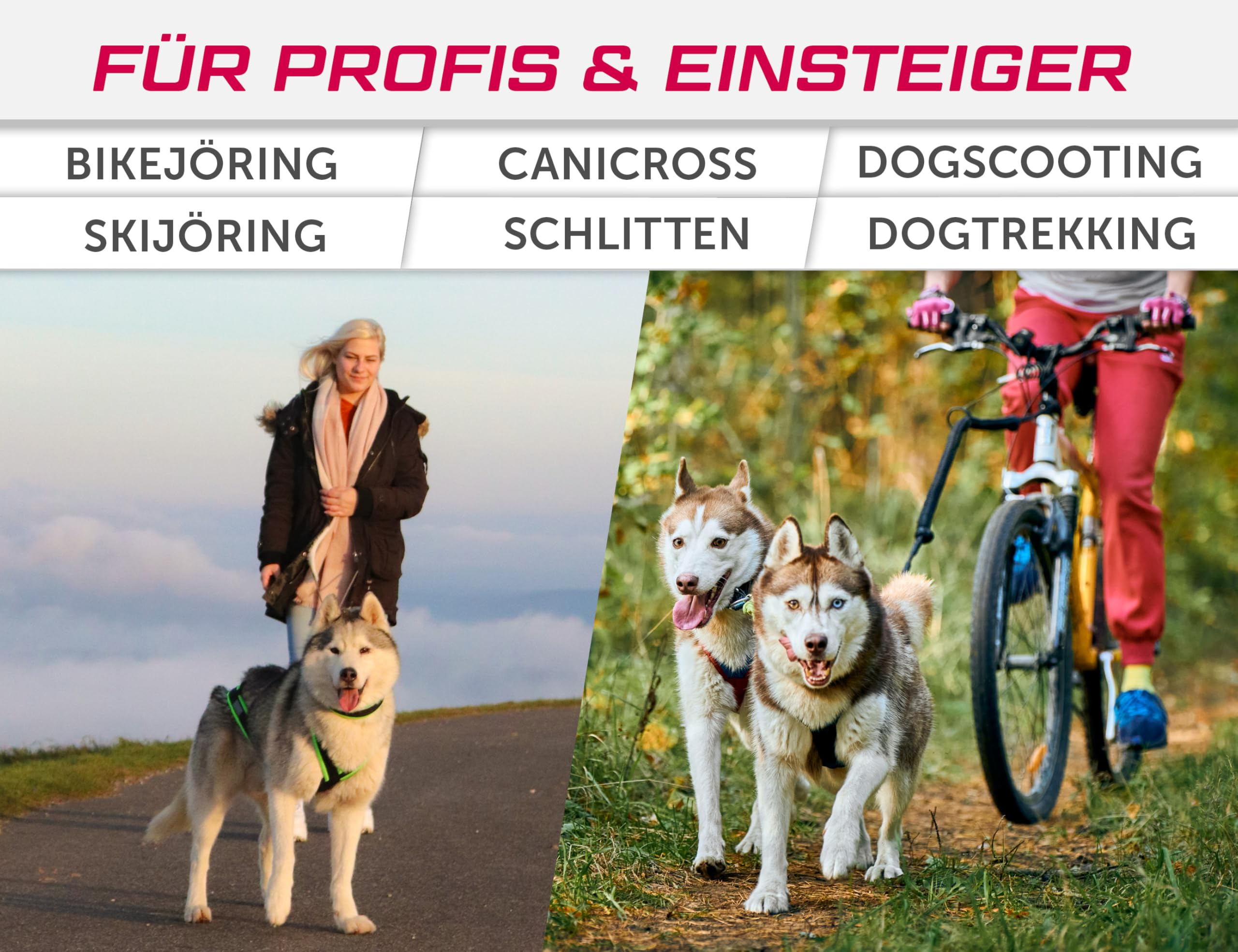 Hunde Zuggeschirr X Back für Canicross Hundesport Dogscooter Bikejöring Schlitten in Schwarz