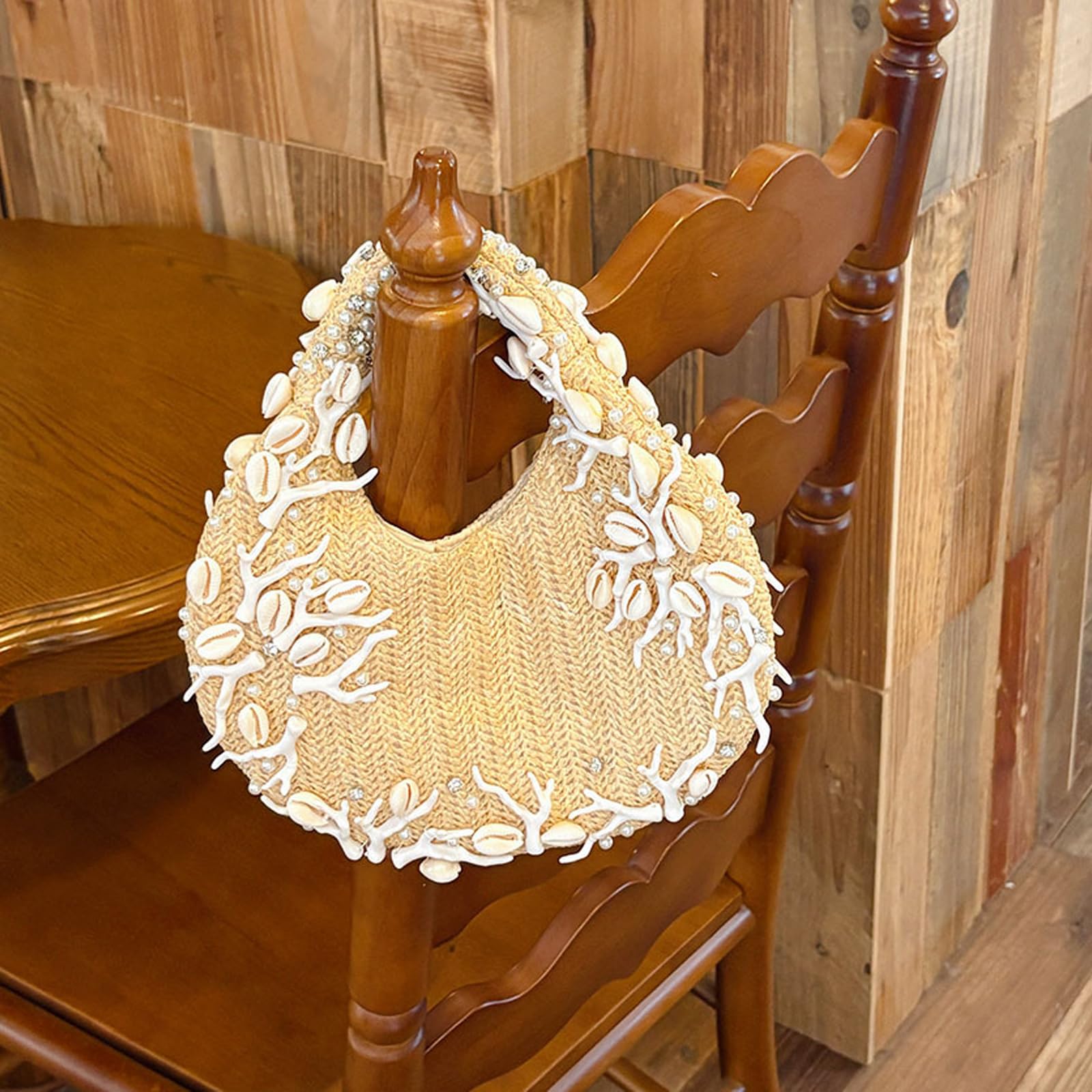 Bolso de noche con adornos de concha, lujoso bolso de viaje de playa para bodas y fiestas, bolso de noche de concha de moda para bodas y fiestas