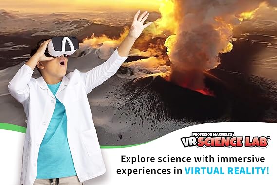 Professor Maxwell's VR Science Lab - Virtual Reality Kids Science Kit, Book and Interactive STEM Learning Activity Set (Full Version - Includes Goggles) - for Ages 8 and Up