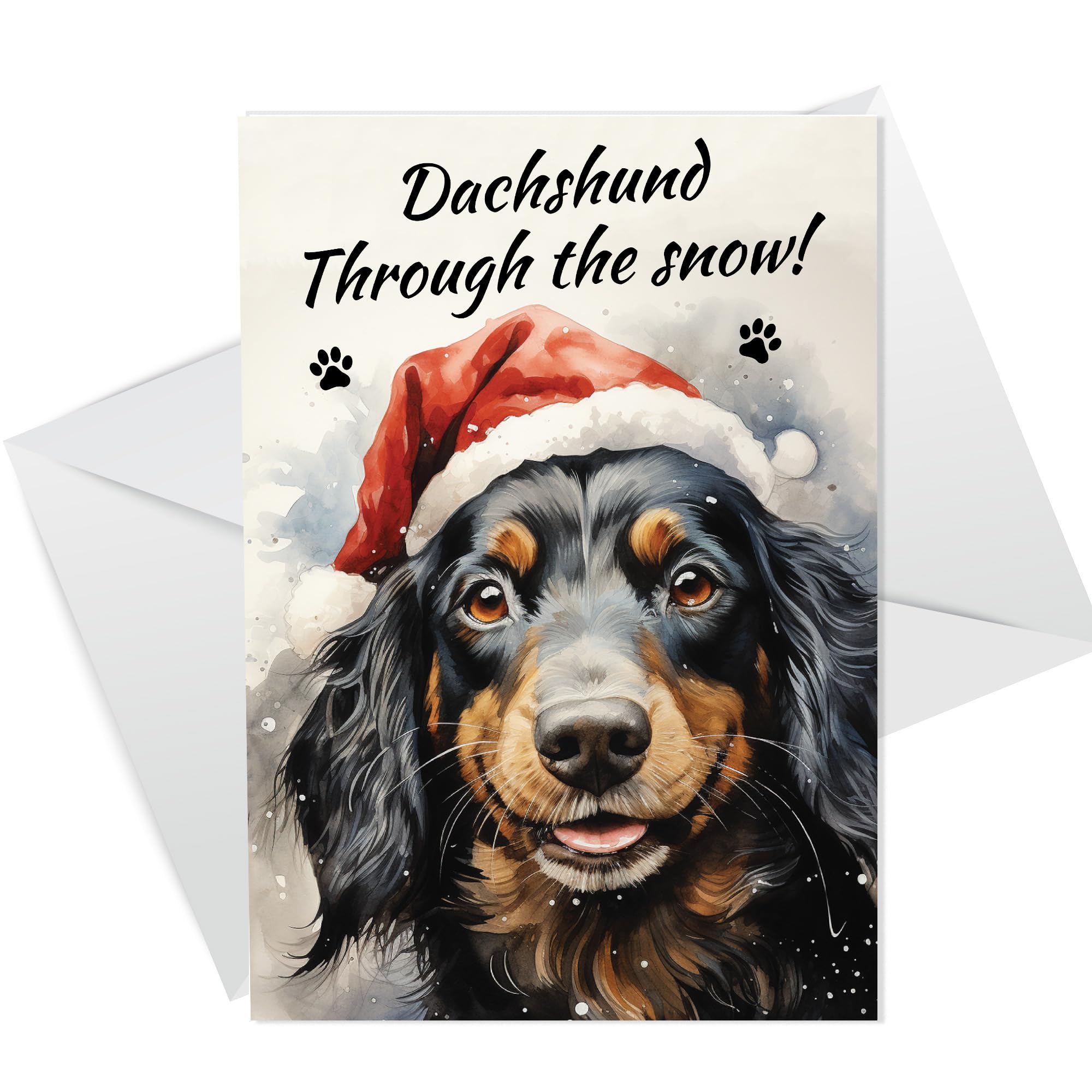 RED OCEAN Daschshund Christmas Card Funny Christmas Card For Mum Dad with Envelope Greeting Card for Dachshund Lovers