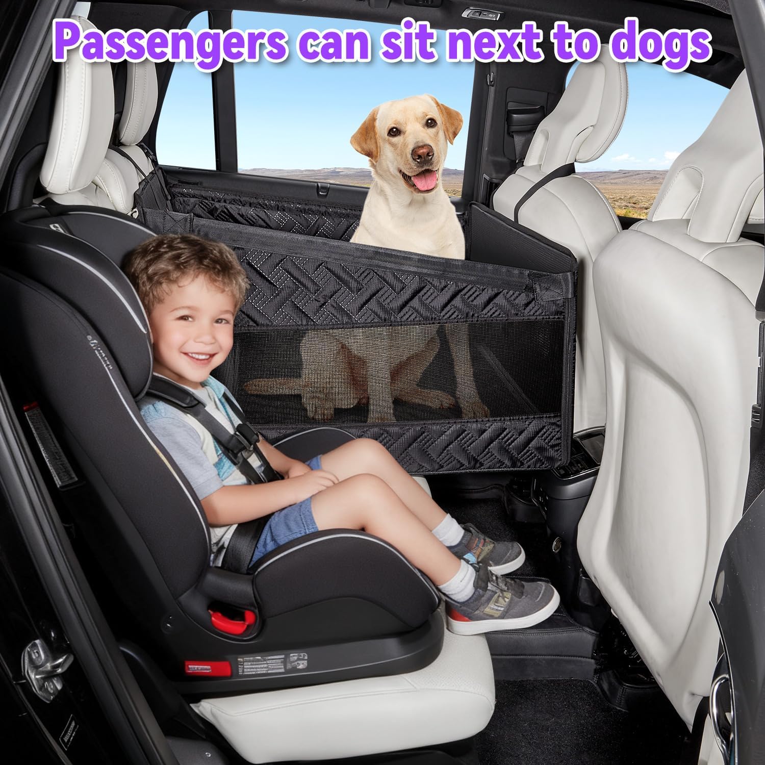 Asiento para Perros, Apto para Perros Grandes y medianos, Plegable, Lavable, Impermeable, Reforzado con Ventanas de Malla, Cinturones de Seguridad,Compatible con Todos los vehículos