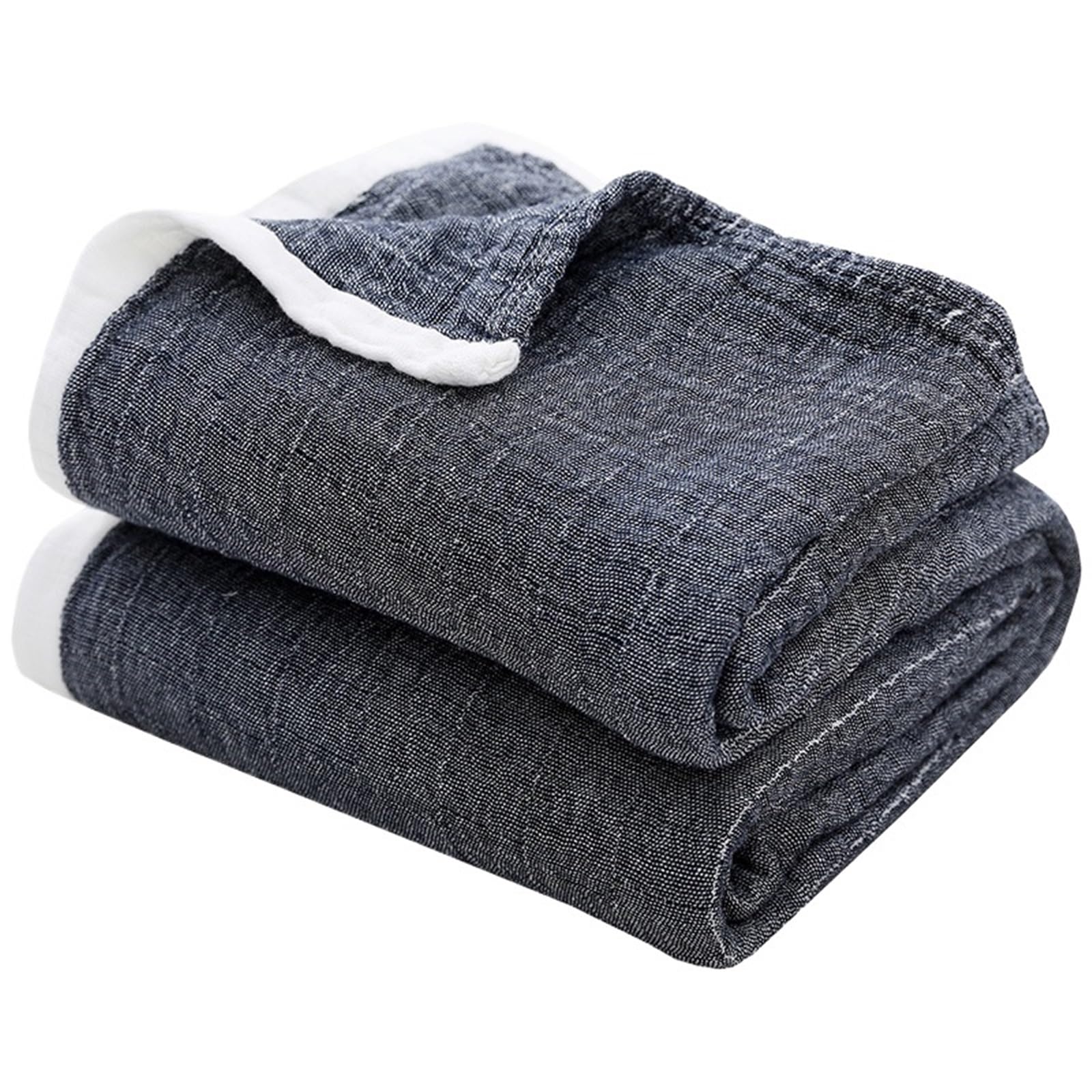 FIgpmwld Cotton Muslin 4-Layer Yarn Dyed Throw Blanket Multiple Sizes(Color8,230x260cm)