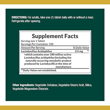 Nb Acidophilus Size 100s Nature's Bounty Acidophilus Probiotic Tablets 100 Count