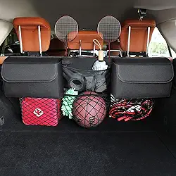 Organizador de porta-malas de luxo para SUVs e trailers de tamanho médio ou grande, organizador de porta-malas suspenso no banco traseiro, bolsa de armazenamento dobrável à prova d'água com 6