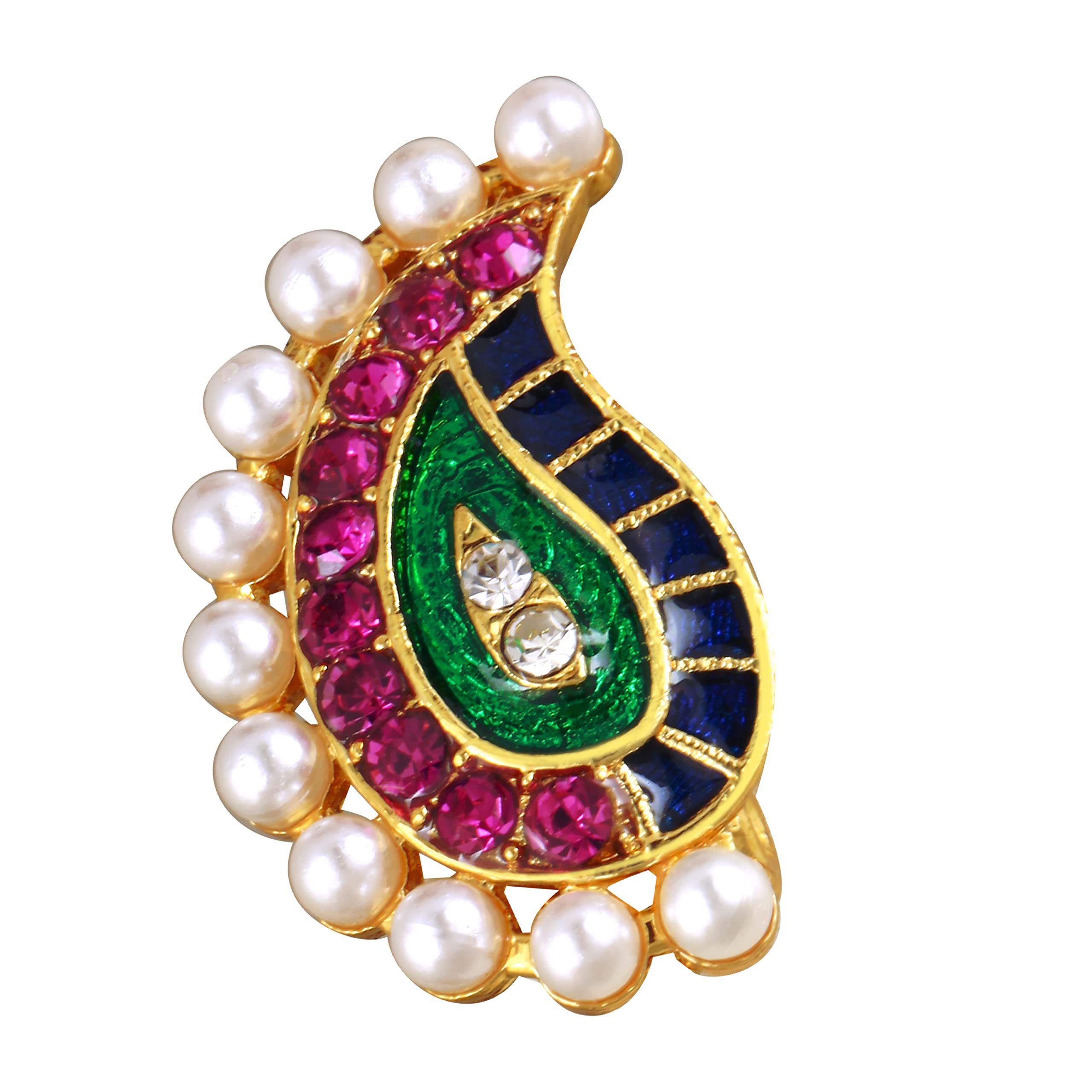 Vighnaharta Gold Plated Mayur Design with and CZ stone Alloy Maharashtrian Cultural Nath Nathiya./ Nose Pin for women[VFJ1248NTH-PRESS-PINK] (B0C71165TN) Amazon Price History, Amazon Price Tracker