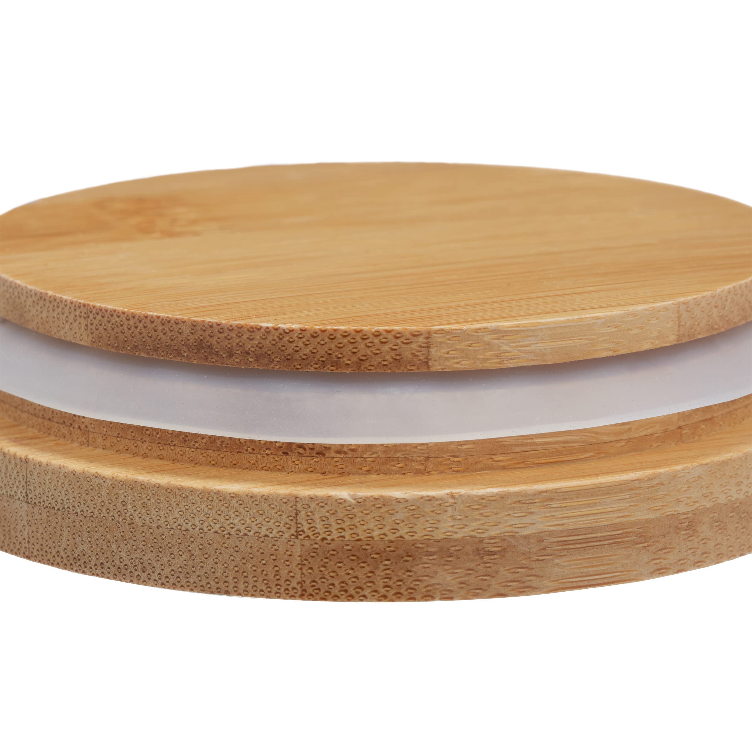 Relaxdays 8 tarros de cristal con tapa de bambú, recipientes herméticos para alimentos, 750 ml, transparentes/naturales