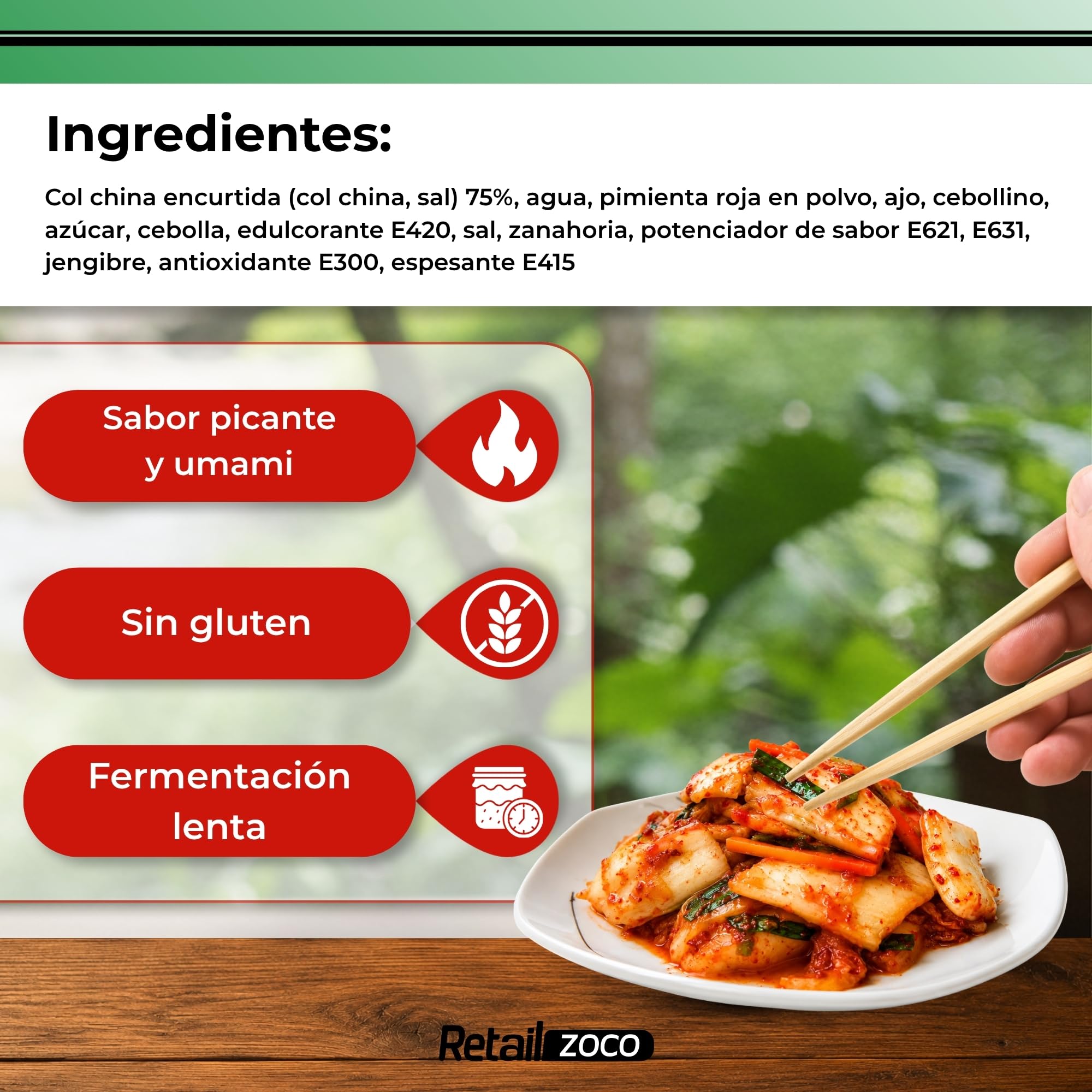 Kimchi Coreano Encurtido, para enriquecer ensaladas y platos, 6 Unidades - imagen 3
