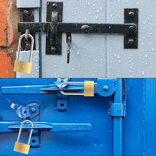 Miniatura 7 de Lockwise Paquete de 2 candados de grillete largo, cerraduras de latón macizo impermeables de 2.9 pulgadas con 3 llaves, candado con llave para