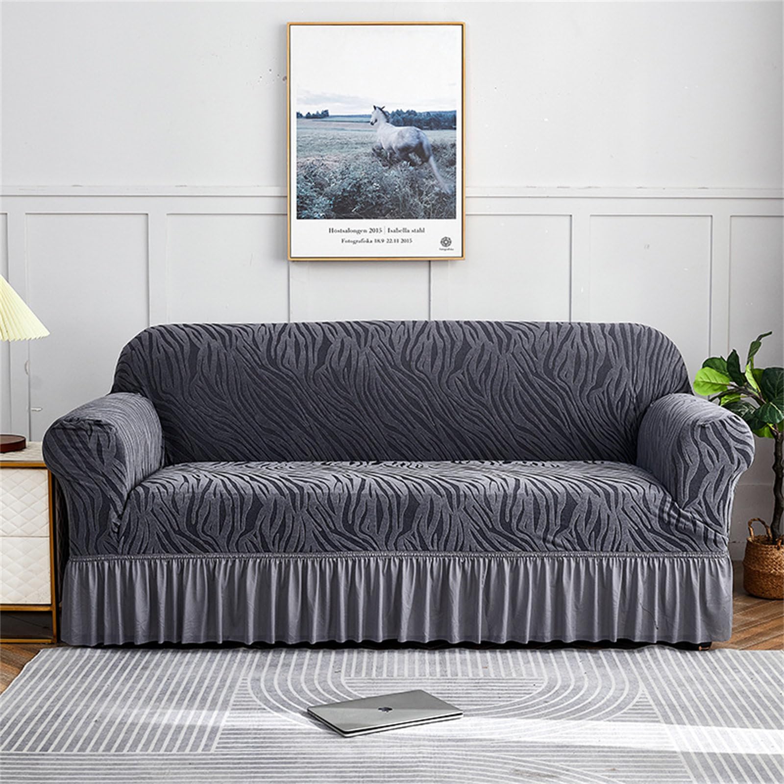 Housse de canapé extensible respirante grise contre usure fauteuil