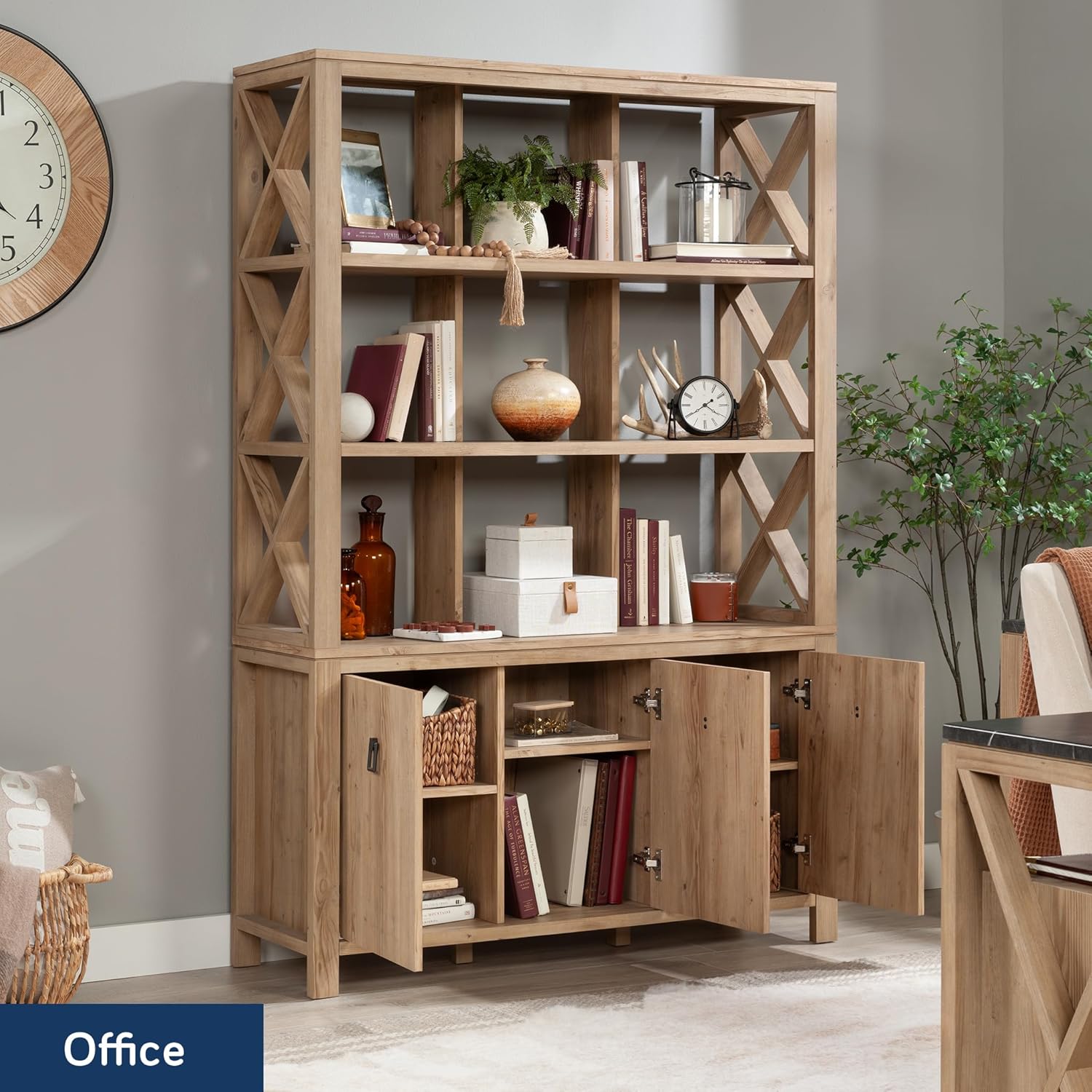 Sauder Newberry Lane Storage Organizer Khaki Pine Finish - Image 3