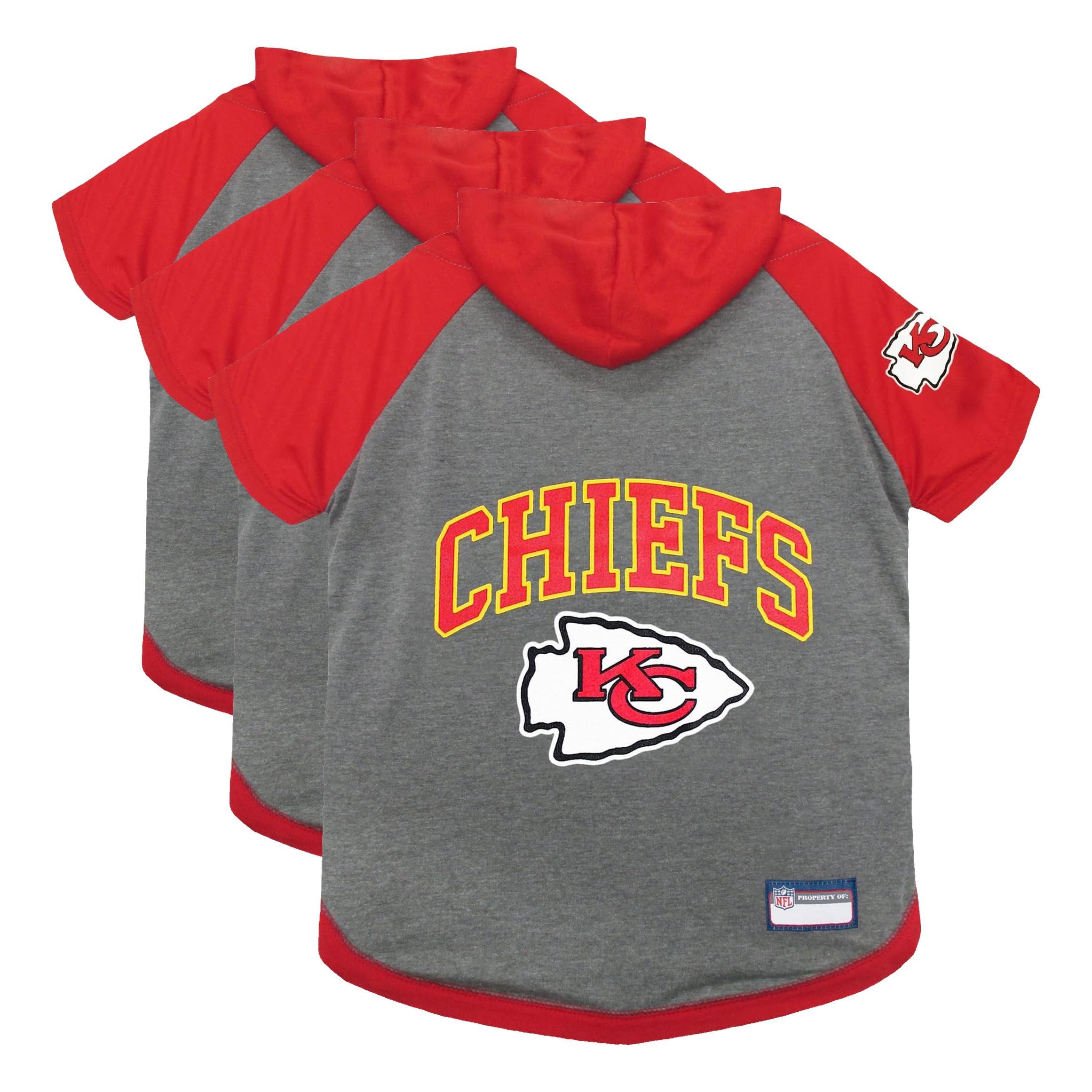 NFL Kansas City Chiefs Köpekler ve Kediler için Kapüşonlu Svetşört | NFL Futbol Lisanslı Köpek Kapüşonlu Tişört, Small| Evcil Hayvanlar için Spor Kapüşonlu Tişört | Lisanslı Sportif Köpek Tişörtü