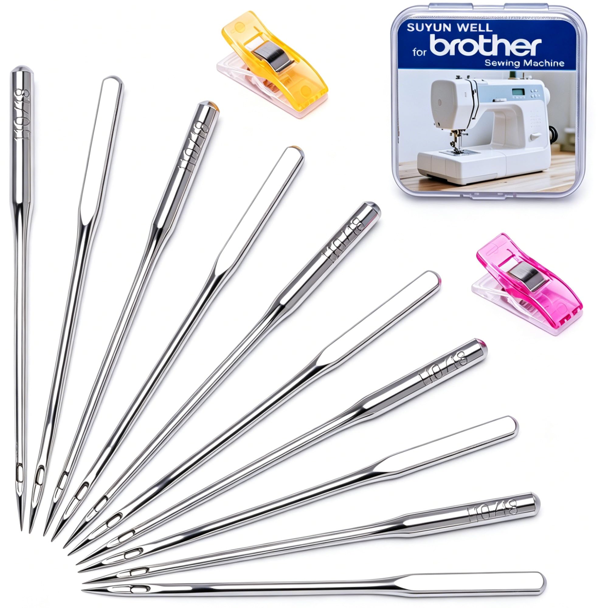 SUYUN WELL 50PCS Universal Sewing Machine Needles Heavy Duty HAX1 110/18 Compatible with Brother Singer Janome for Embroidery Quilting(HAX1 110/18 50pcs)