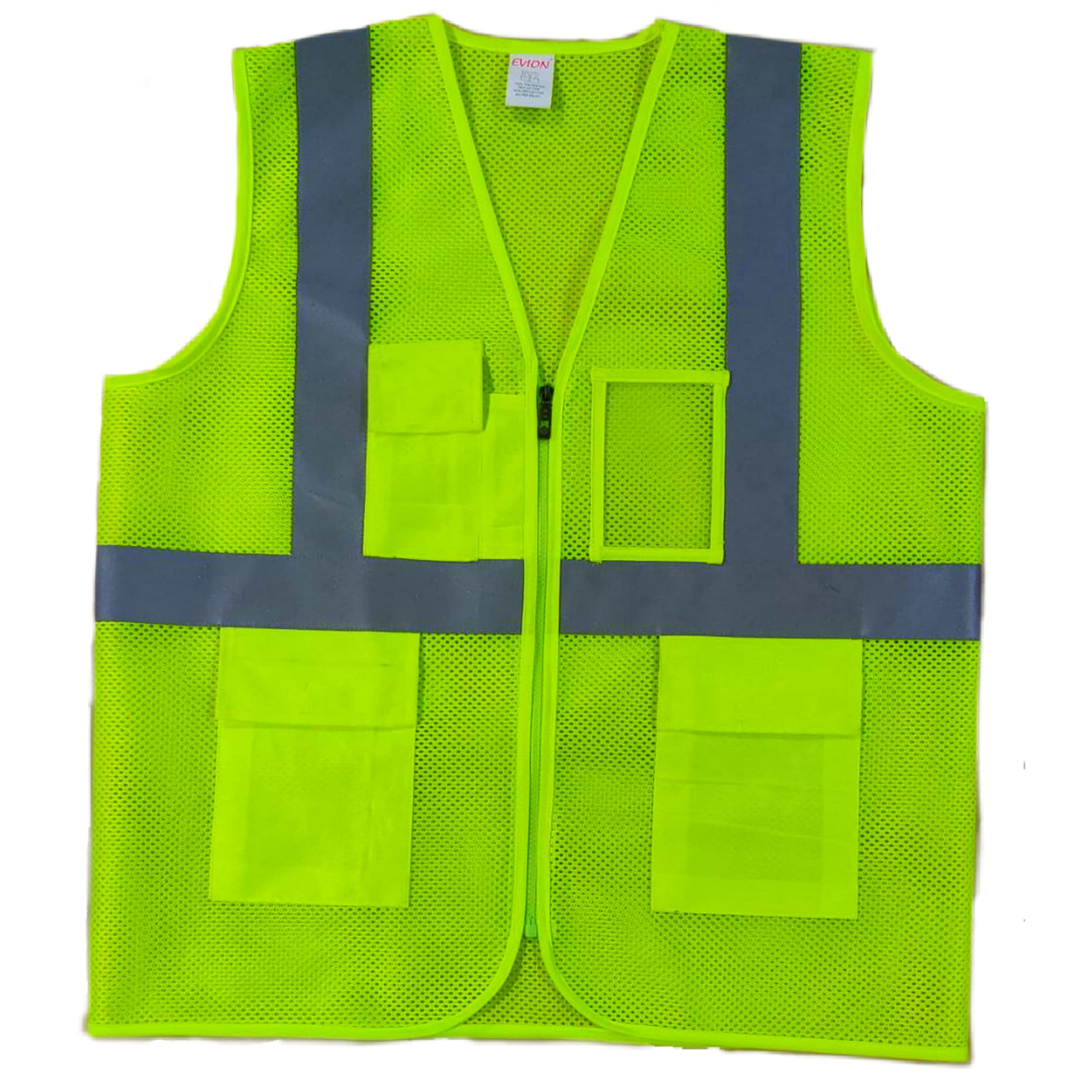 ES-011 EVION High Visibility Reflective vest, Green Mesh with 3 pockets and 1 ID pocket