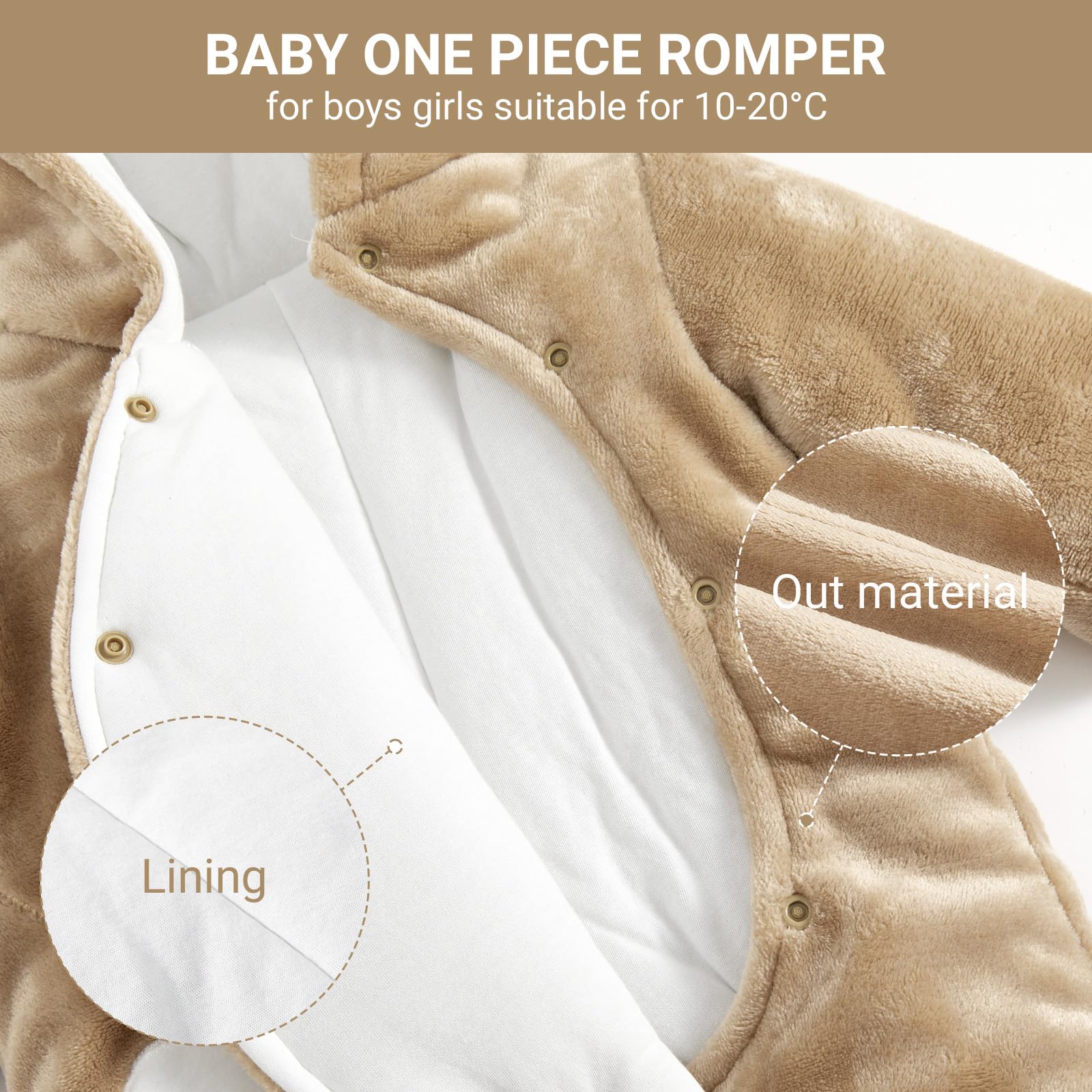 Tuta invernale in pile con cappuccio, per bambini, abbigliamento caldo, da 0 a 3 mesi