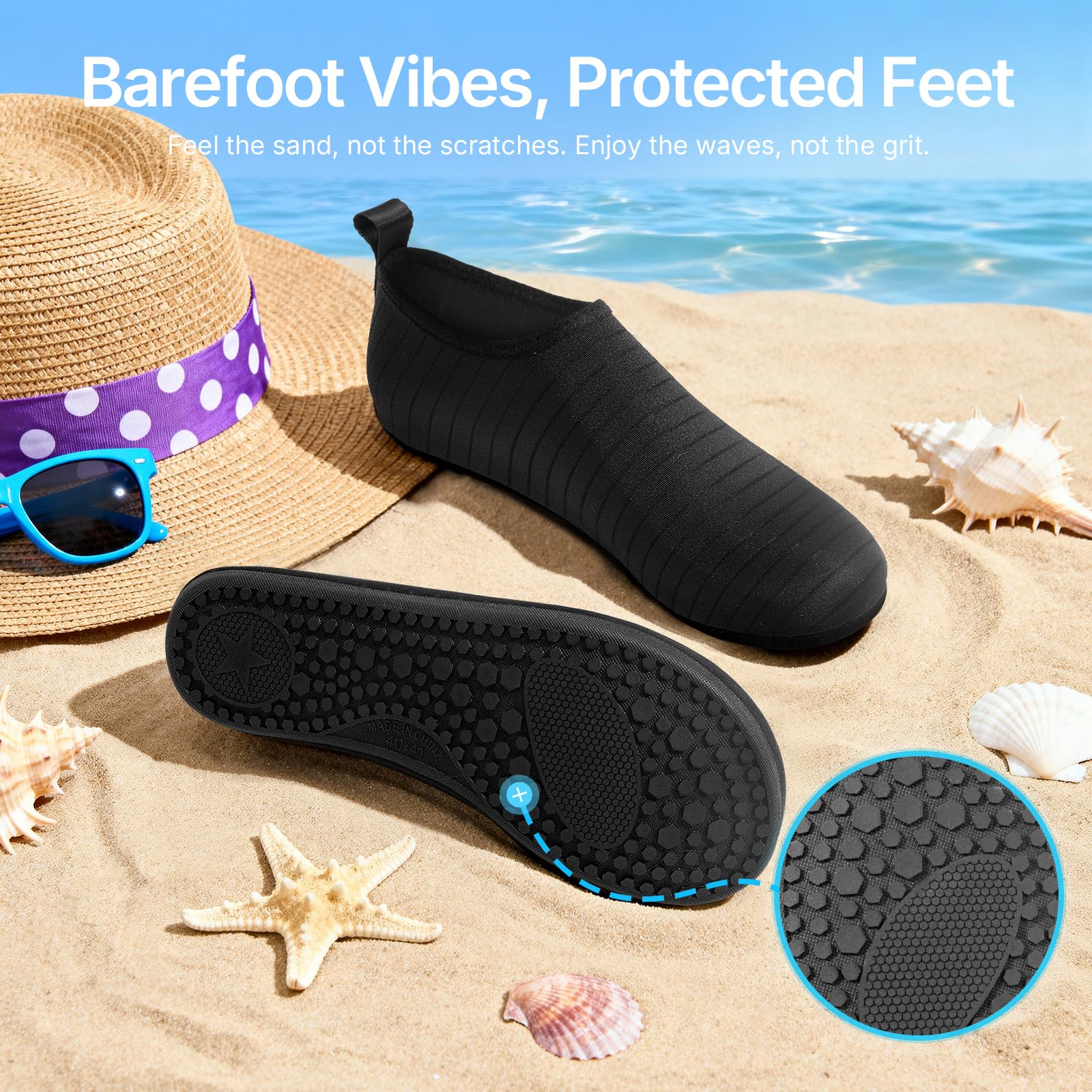 Tanamo Zapatos de agua para mujeres y hombres, calcetines acuáticos de secado rápido, natación, playa, descalzo, yoga, ejercicio, accesorios deportivos, piscina, camping, imprescindibles para adultos