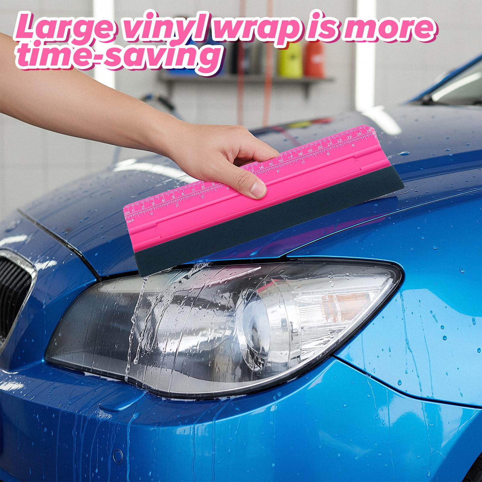 Raschietto per vinile, 25 cm, strumento professionale per lisciare carta da parati, raschietto in feltro con righello, micro camoscio per carta da parati autoadesiva, adesivi grafici in