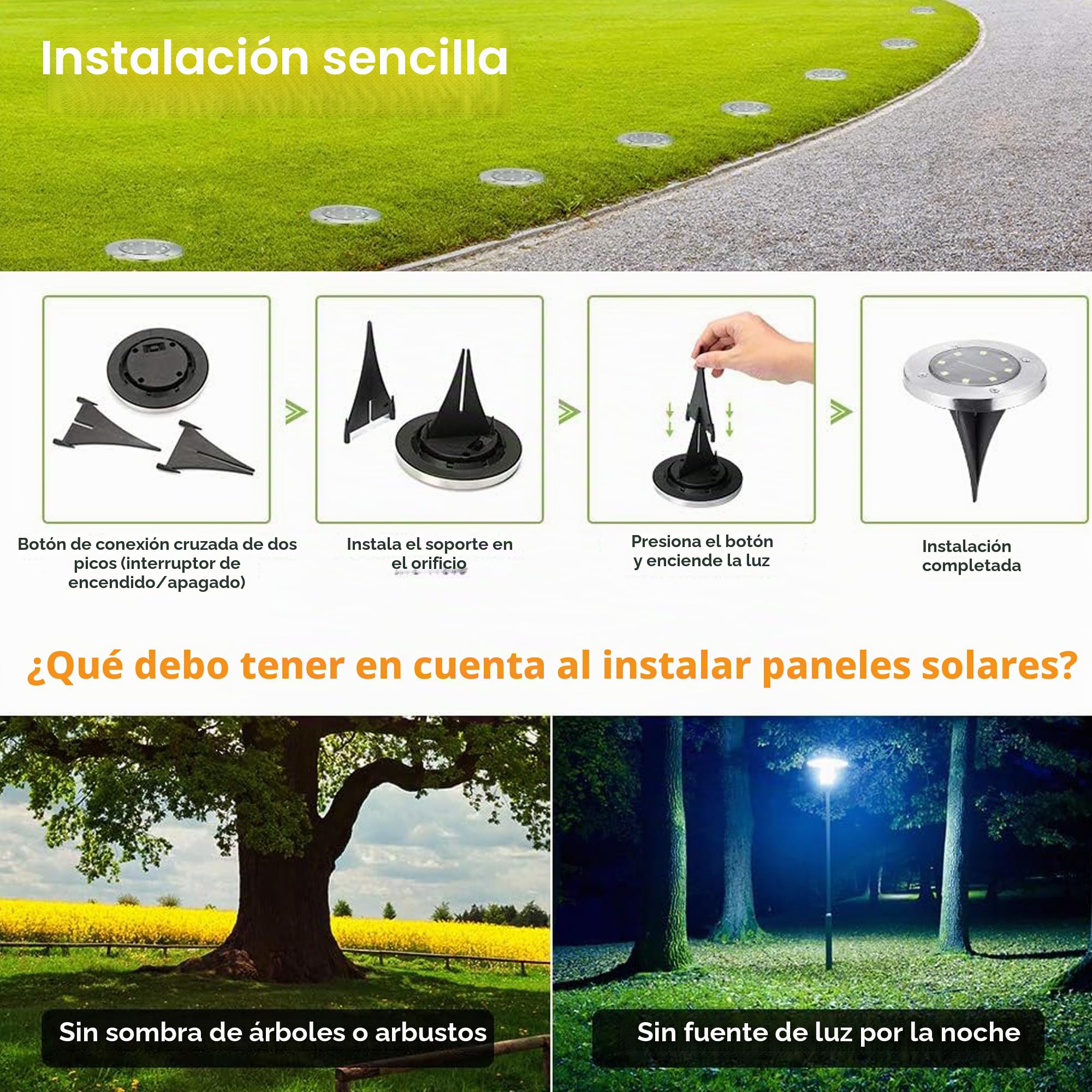Joomer Luces Solares Led Exterior Jardin Suelo, 12 Paquetes Luz Solares Jardin Impermeables, Lamparas Solares Suelo Para Camino, Césped, Patio, Terraza (Blanco Cálido)