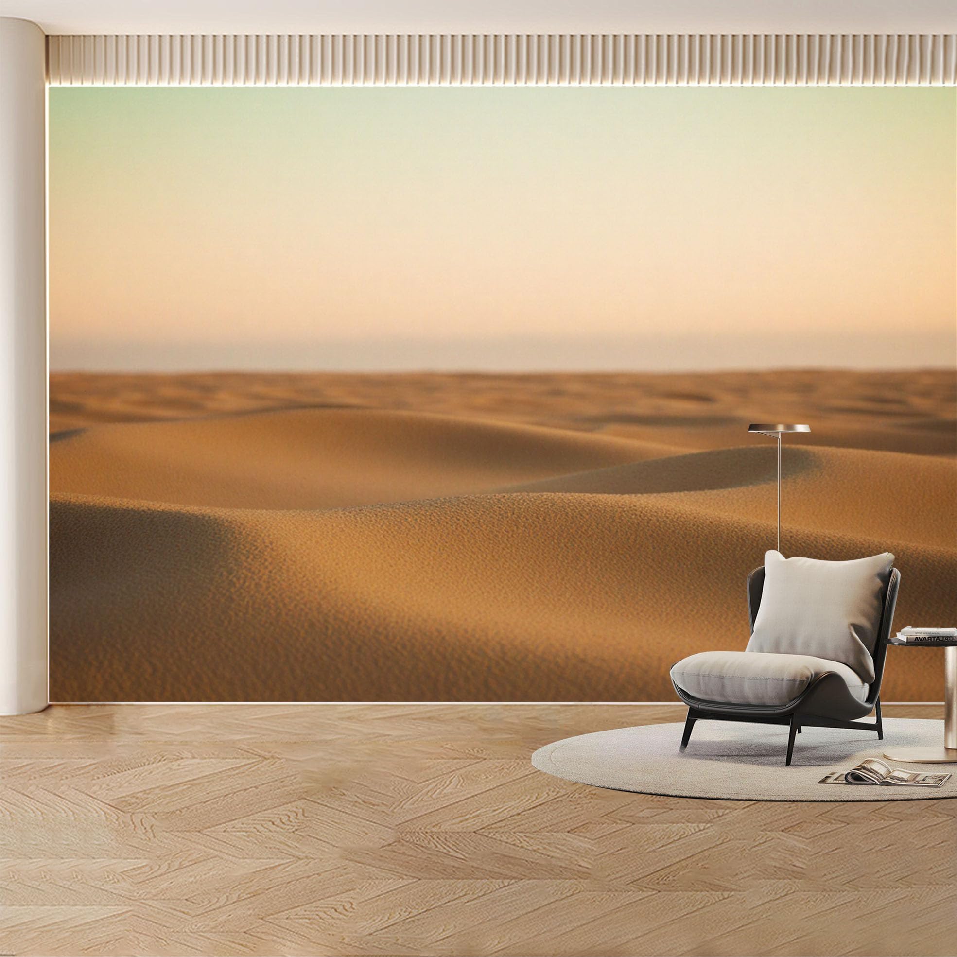 Custom Wall Mural Wallpaper Desert Sand Dunes， Nature Landscape 3D Effect Wall Decor， Minimalist Sunset for Living Room， Bedroom， Office