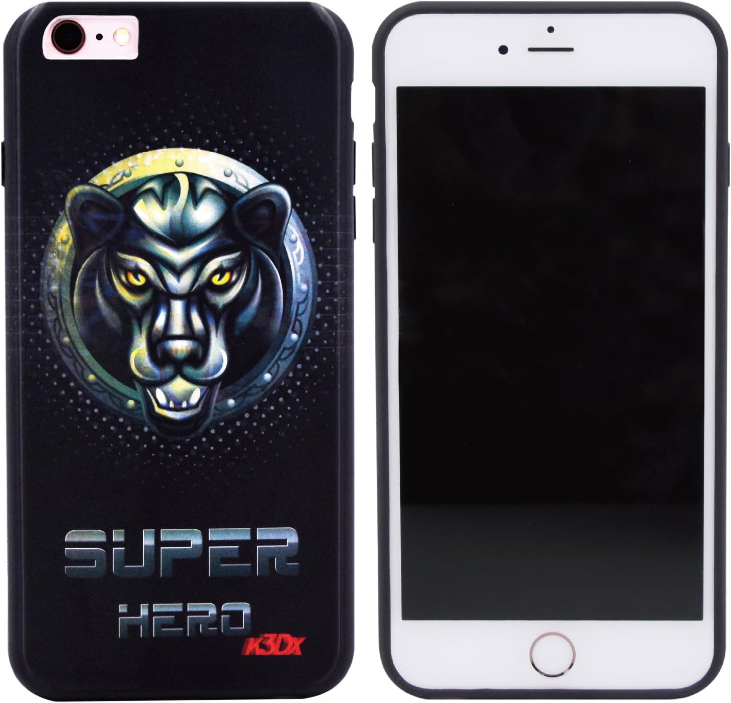 iPhone 6 Plus Case, K3DX [3D Morph Black Image Back] IMD Technology [Random Bending] Anti-Scratch Shock-Absorption Soft Phone Cases for Apple iPhone 6s/6 Plus Case [5.5 Inch] for Men - Dark Beasts