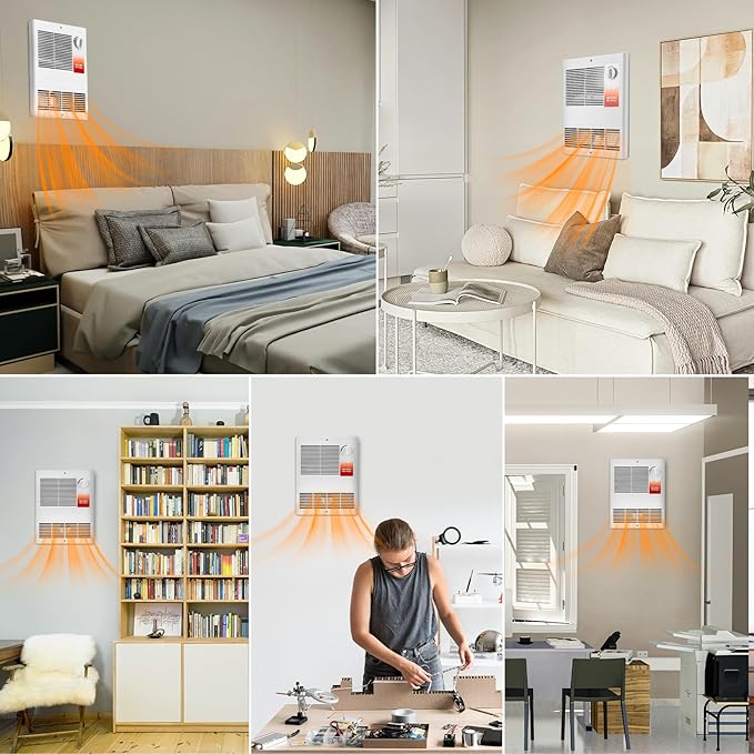 Calefactor Eléctrico de Pared con Termostato Ajustable 1500W/750W 120V/240V miniatura 7