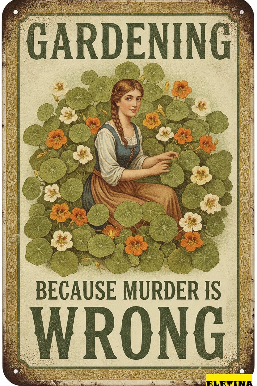 Personalized Sign for Man Cave Tin S Gardening Because Murder Is Wrong Metal S Aluminum Home Cafe Bar Yard Garden Office Wall Decor 8x12in Private Property Decorative