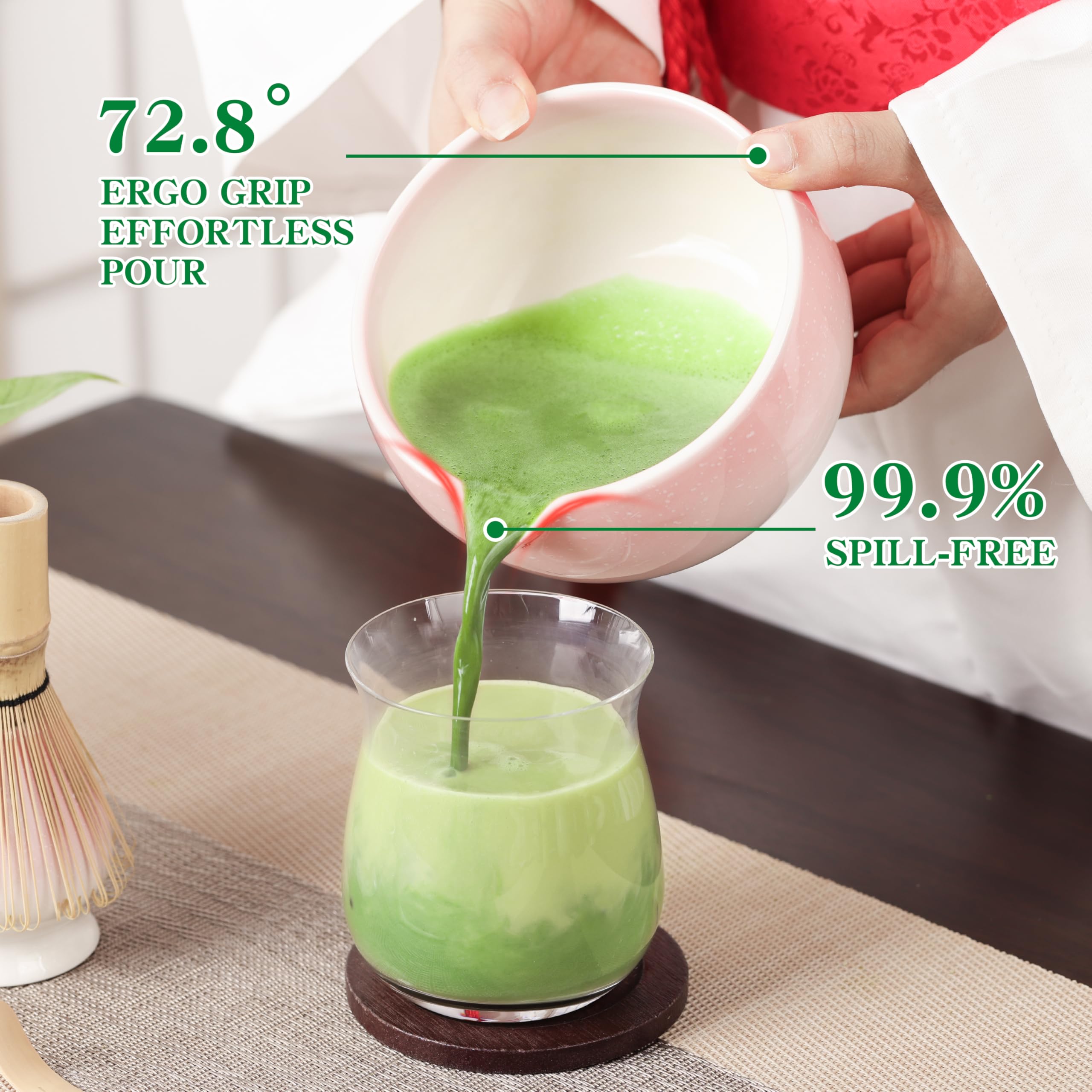 Matcha Kit Polvere di gradiente, Set Matcha da 5 Pezzi, Kit Matcha Completo, Accessori per la Cerimonia del Tè Giapponese, Supporto per Frusta Matcha, Confezione Regalo Matcha per Natale
