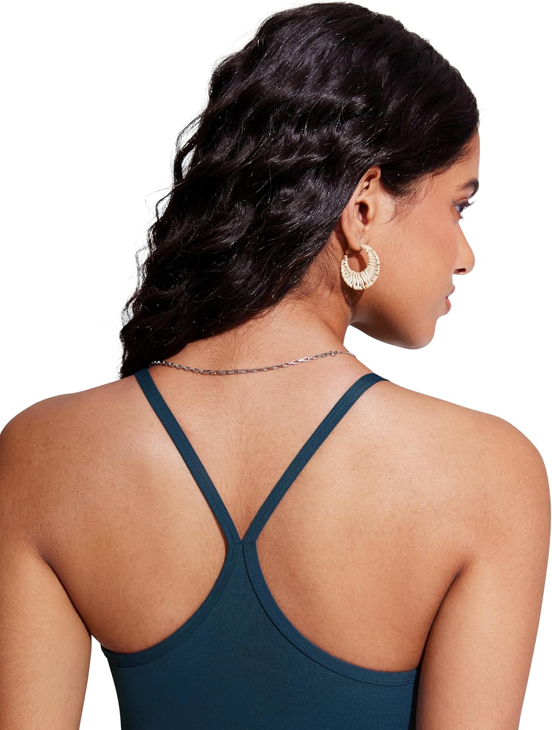 CRZ YOGA Spaghetti Straps Tankini Tops for Women - Padded Racerback Scoop Neck Bathing Suit Crop Swim Tank