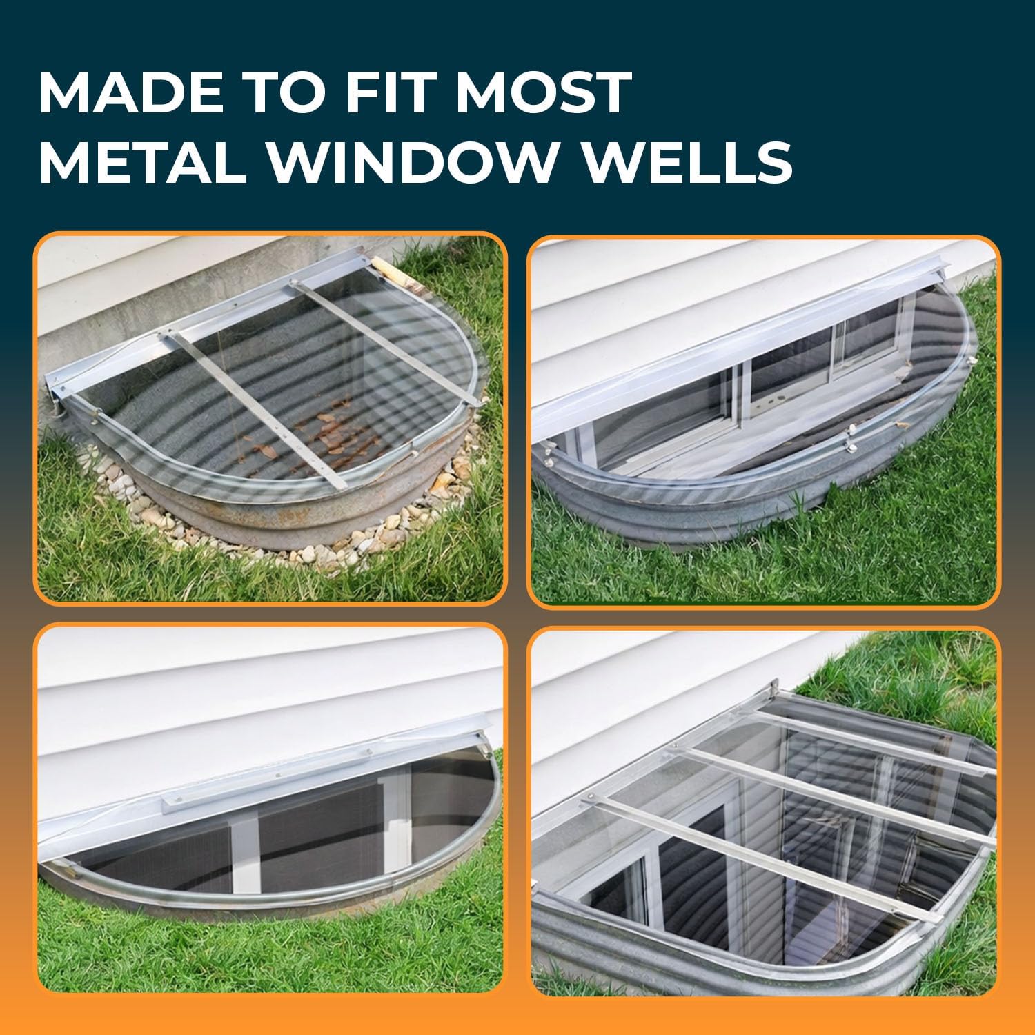 Heavy Duty Spring Clips Hardware Kit for Window Well Covers Outside Installation - Universal Fit and Easy Assembly Metal Clips, Bolts and Screws for Basement Window Well Covers, Egress Hardware Set