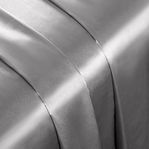 Vista 350 de Vonty Satin Sheets King Silky Soft Satin Bed Sheets Amber Beige Sheet Set, 1 Deep Pocket Fitted Sheet + 1 Flat Sheet + 2 Pillowcases