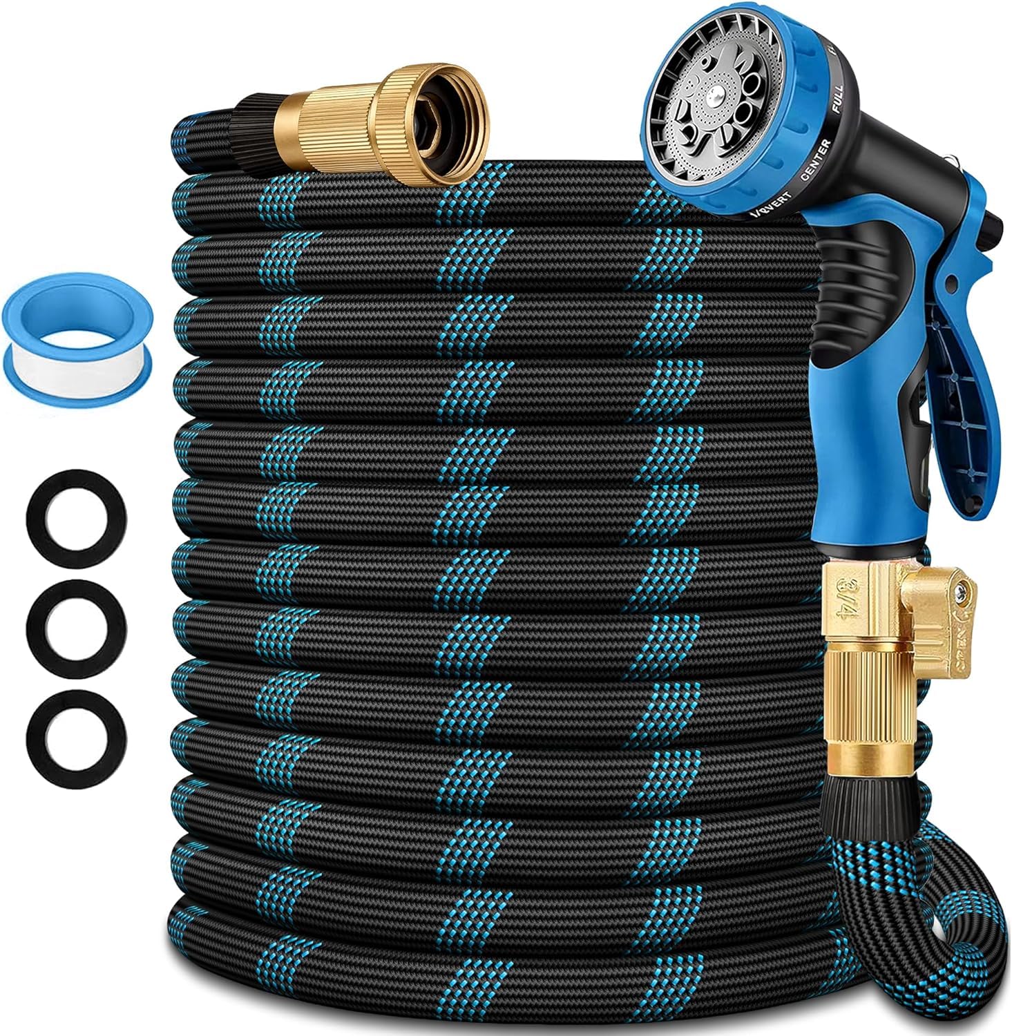 Photo 1 of 100 ft Garden Hose - 2026 New Upgraded Flexible Water Hose - Ultra Lightweight Kink-free Car Washing Pipe with 10 Function Sprayer and 3/4" Solid Brass Fittings - Durable,Leak proof Garden Hoses