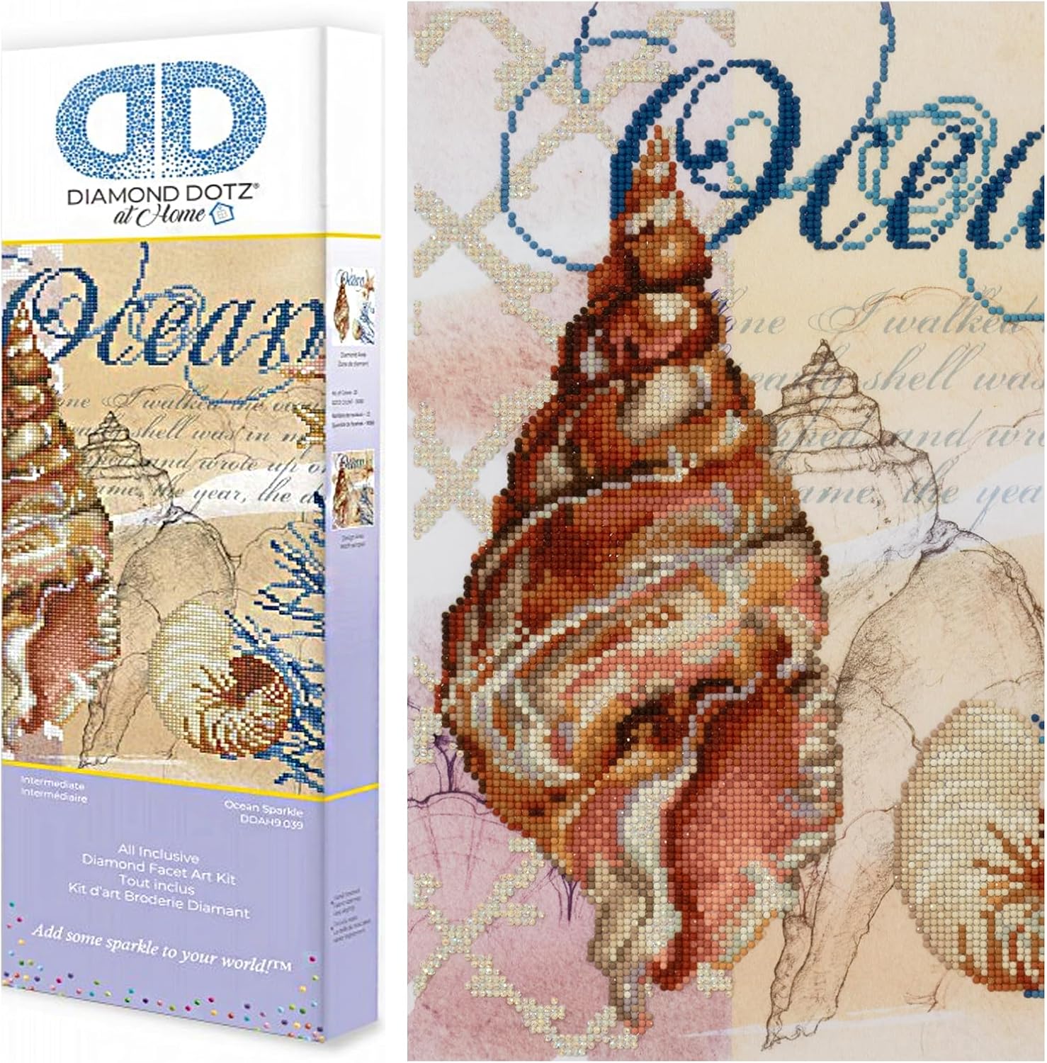 DIAMOND DOTZ at Home Ocean Sparkle Diamond Painting Kits for Adults - Diamond Art Kits a Relaxing Creative Craft Kit with Dotz Gems 19x19