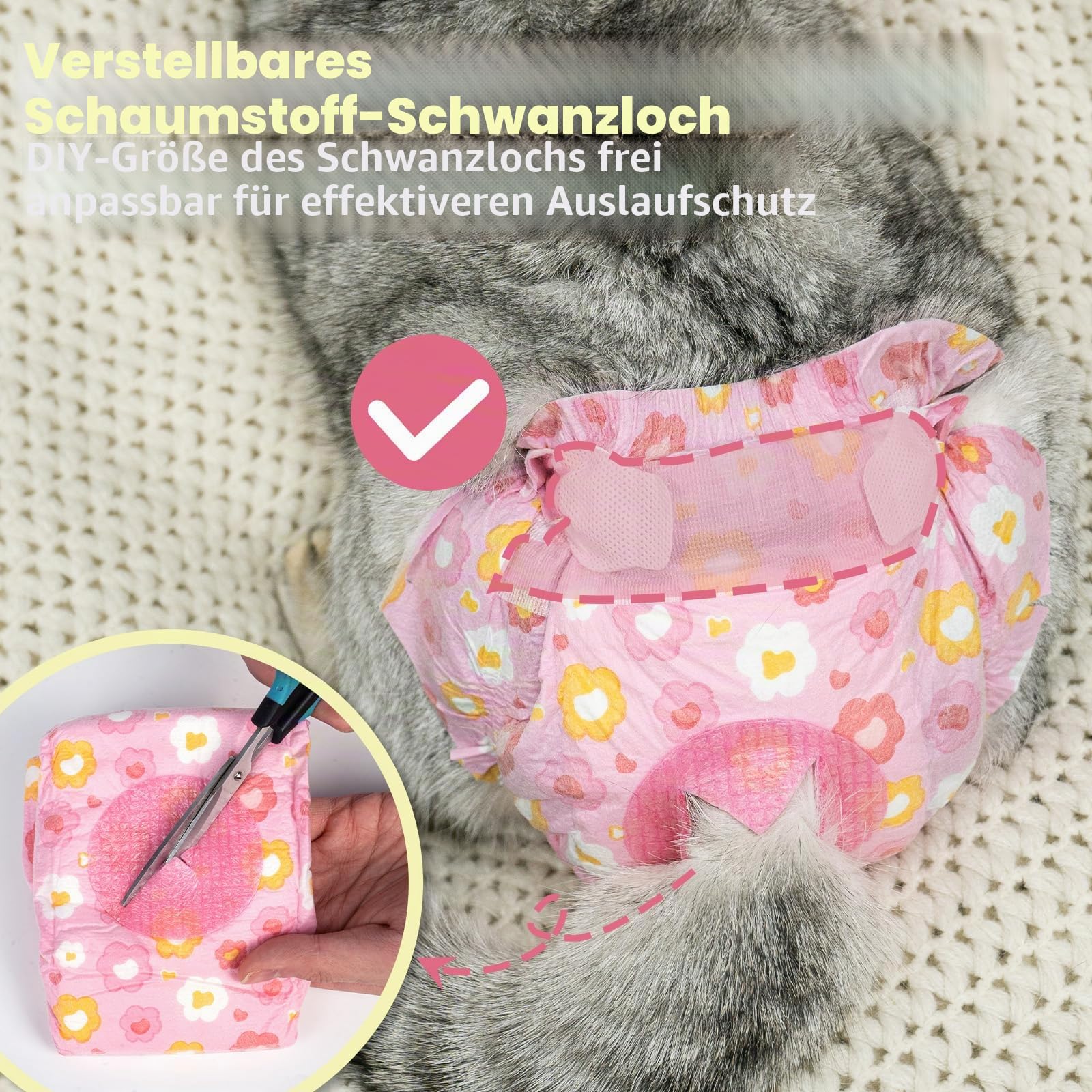 MICOOYO Hundewindeln für Hündinnen, Super Saugfähige Katzen Windeln, Einweg-Katzen-Windelhosen für läufige Hündinnen(S, 24Stück)