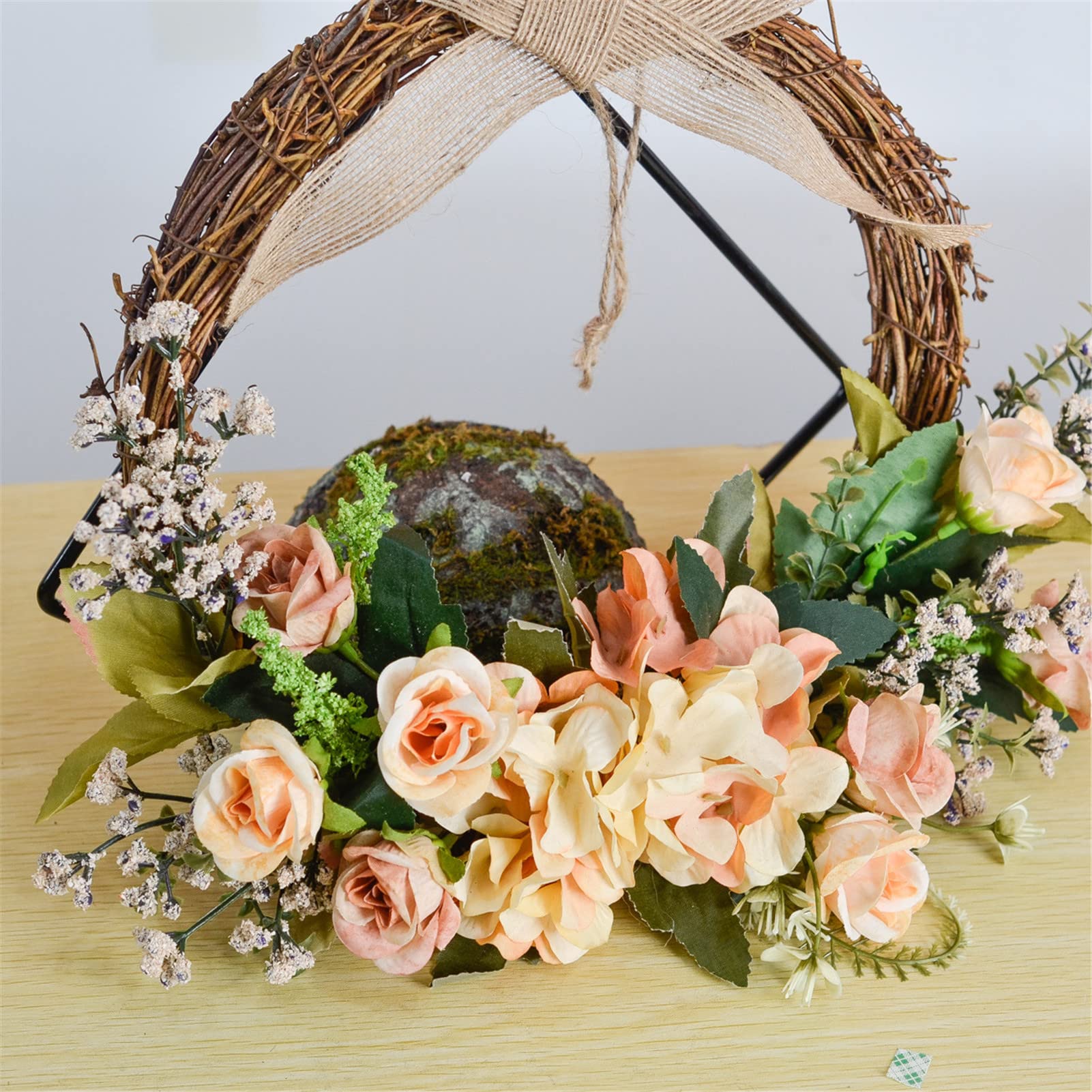 Ghirlanda Primaverile per Porta d'ingresso | Estate Primavera Ghirlanda Fiori Rattan Intrecciato a Mano - Decorazione Domestica per Porta d'ingresso, Parete, Finestra, Matrimonio, Feste
