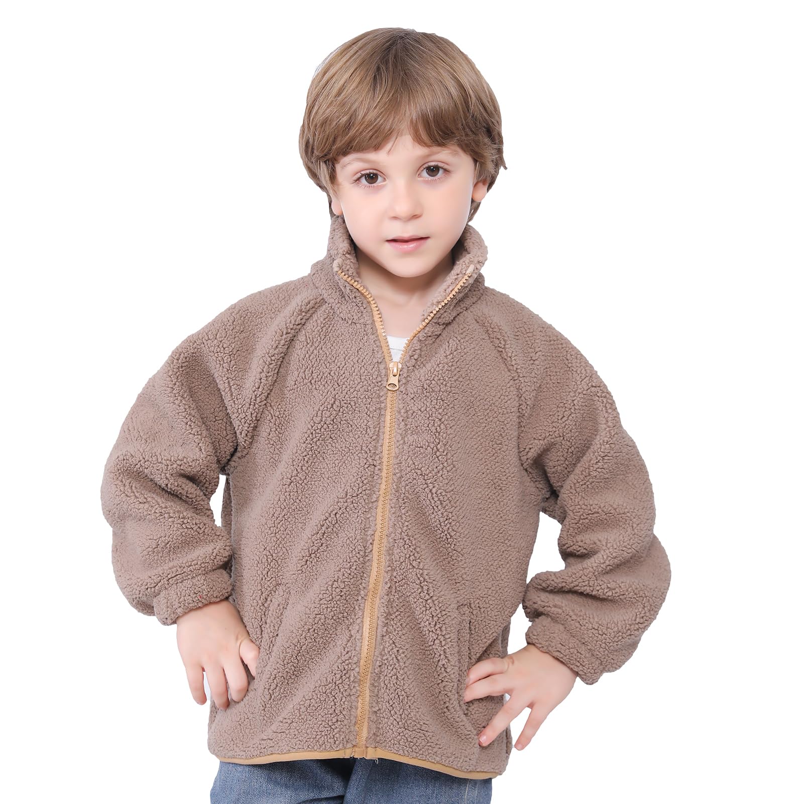 Veste en polaire Sherpa pour enfants, manteau à zip pour bébés garçons et filles, épaisse et chaude, vêtement d'extérieur 1-6 ans
