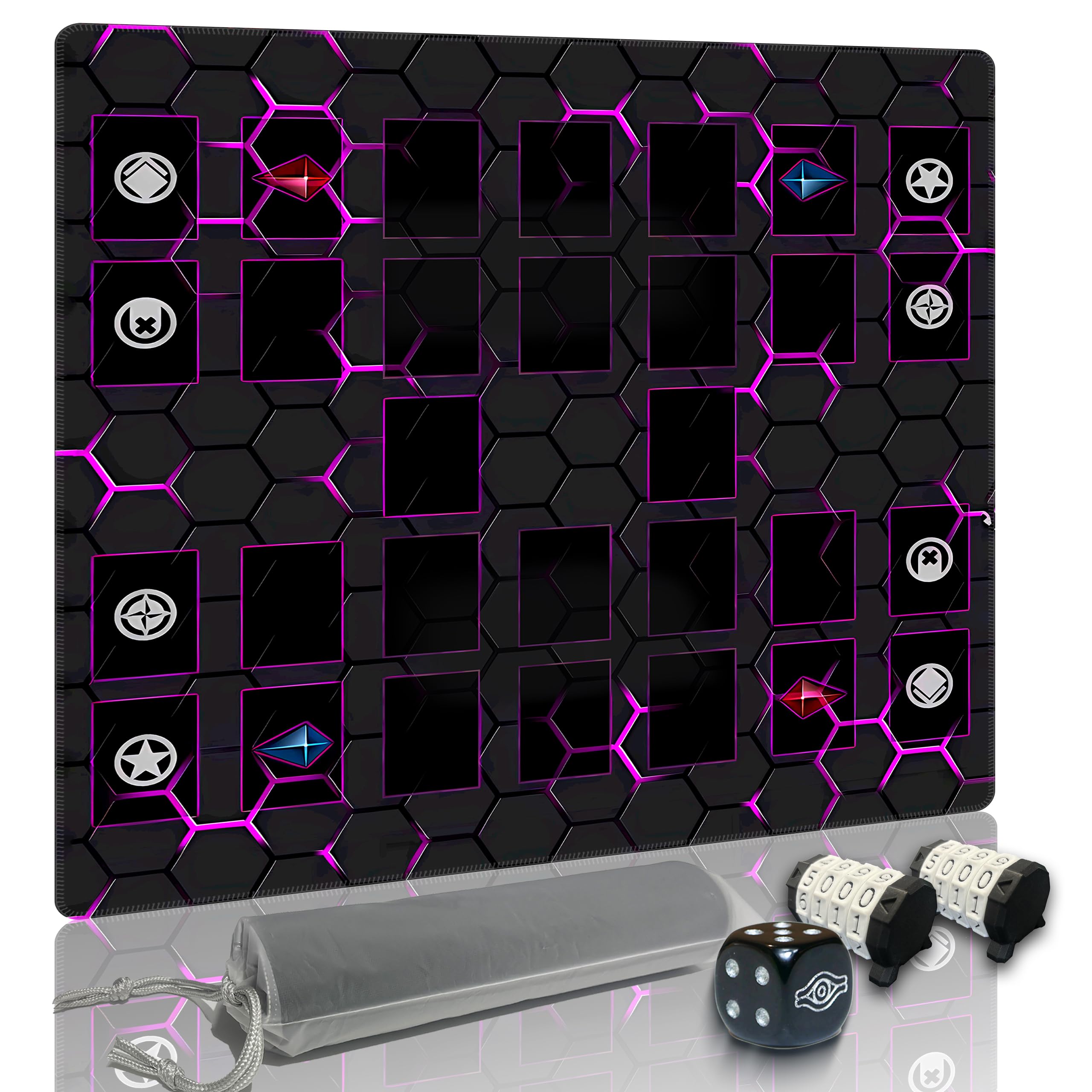 for Yugioh Playmat - Compatible with Yu-Gi-Oh, TCG Playmat - Free Counters & Storage Bag, Dual Player Master Rule Duel Zones, Extra Large 2-Player Card Game Mat (Purple)